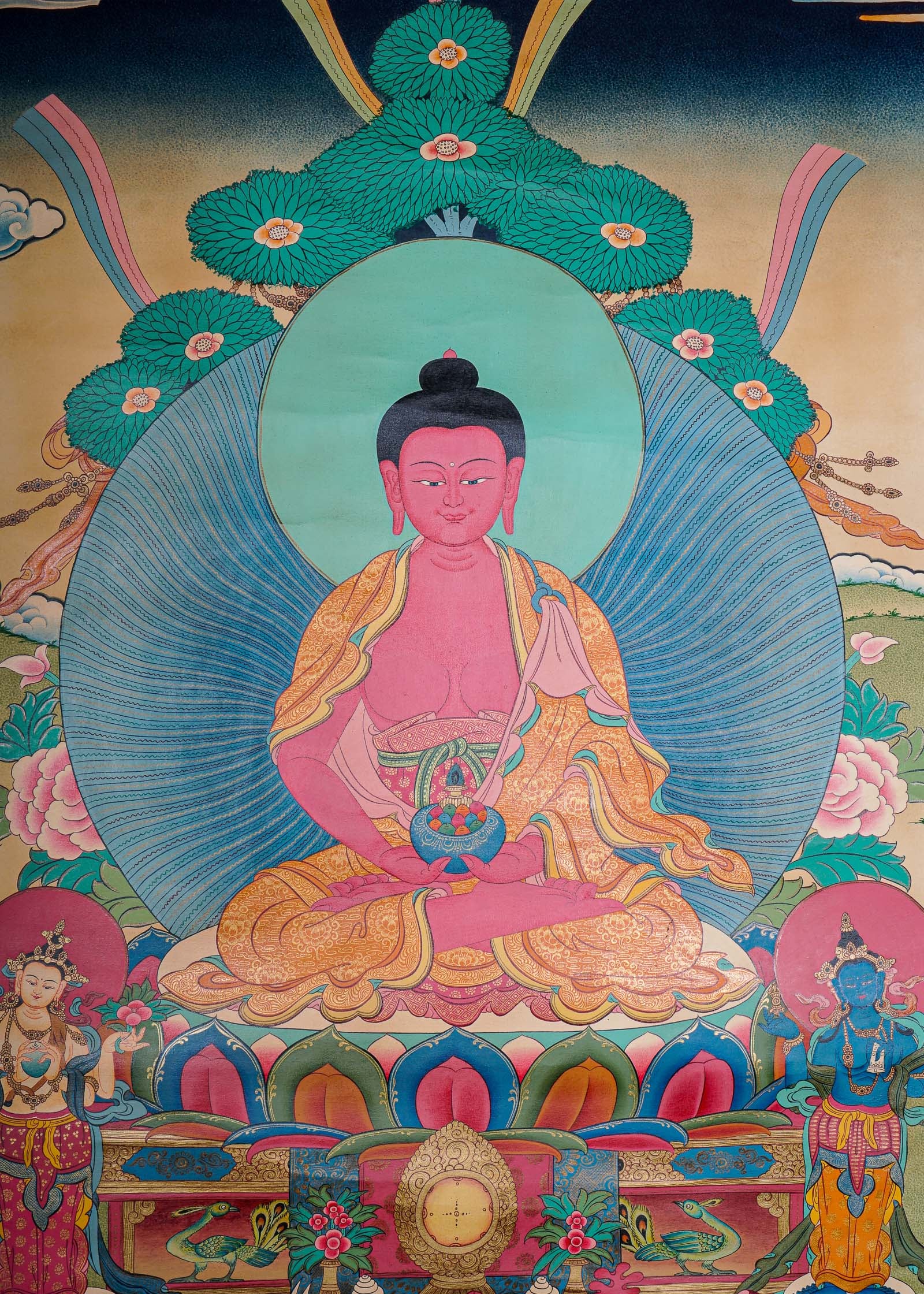 Antique Amitabha Buddha Thangka - Tibetan Painting