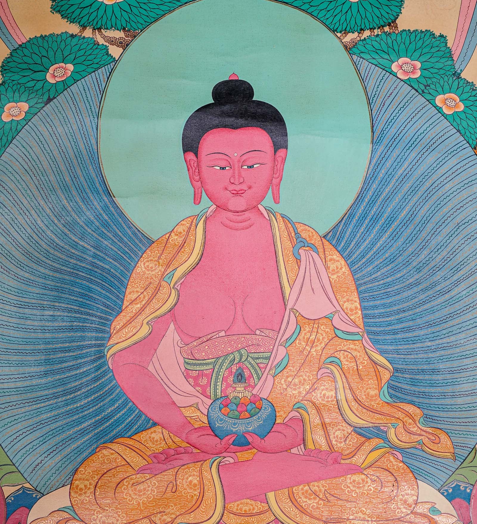 Antique Amitabha Buddha Thangka - Tibetan Painting
