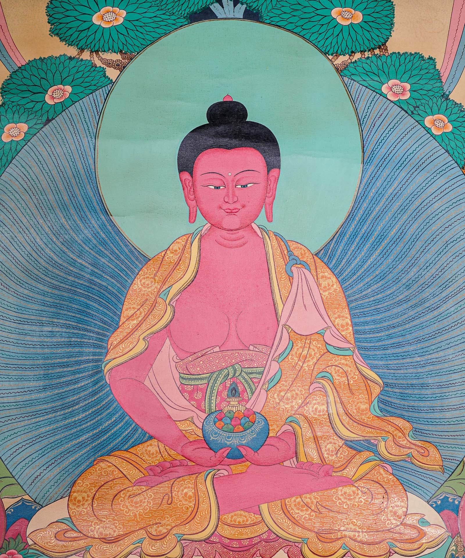 Antique Amitabha Buddha Thangka - Tibetan Painting
