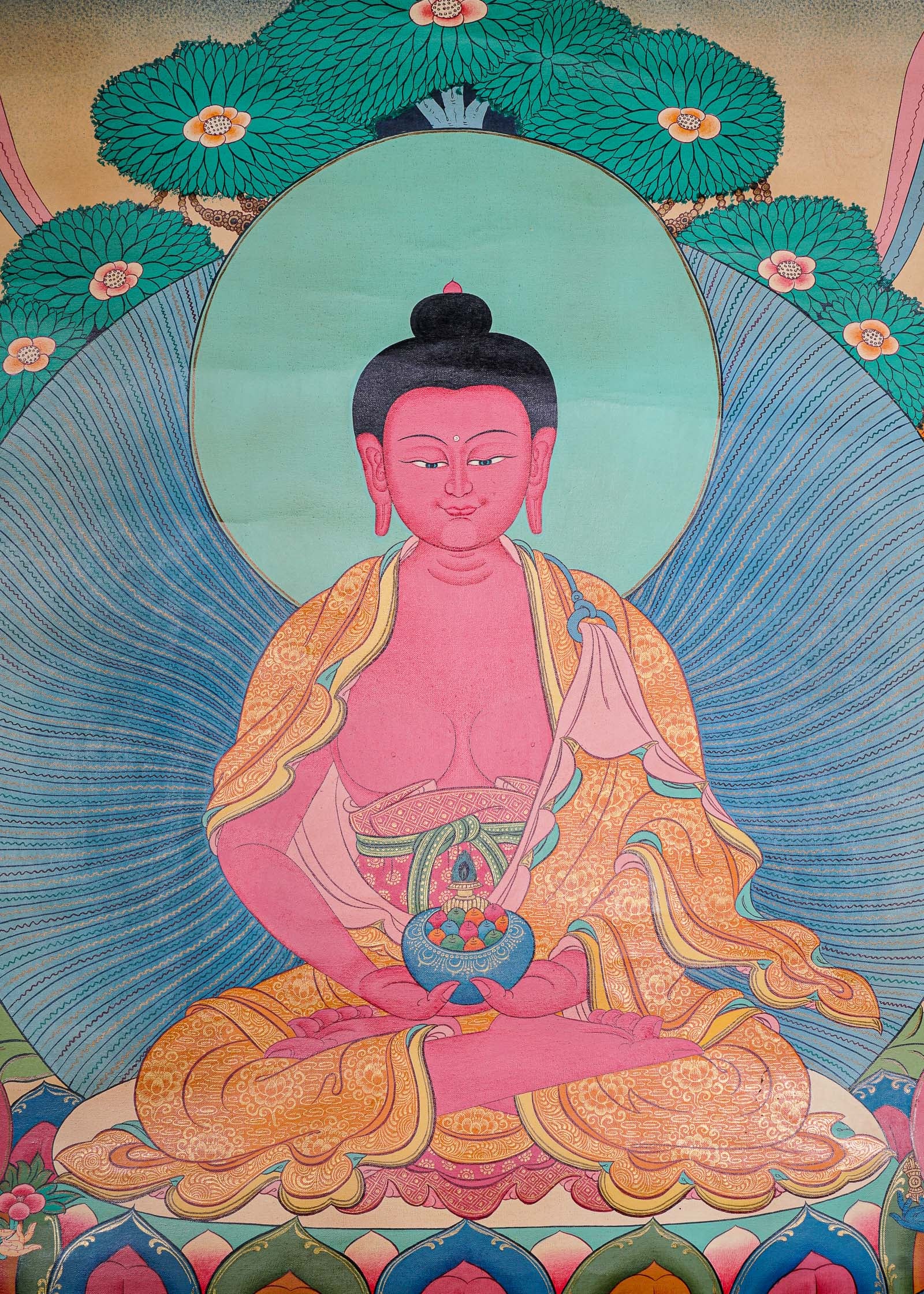 Antique Amitabha Buddha Thangka - Tibetan Painting