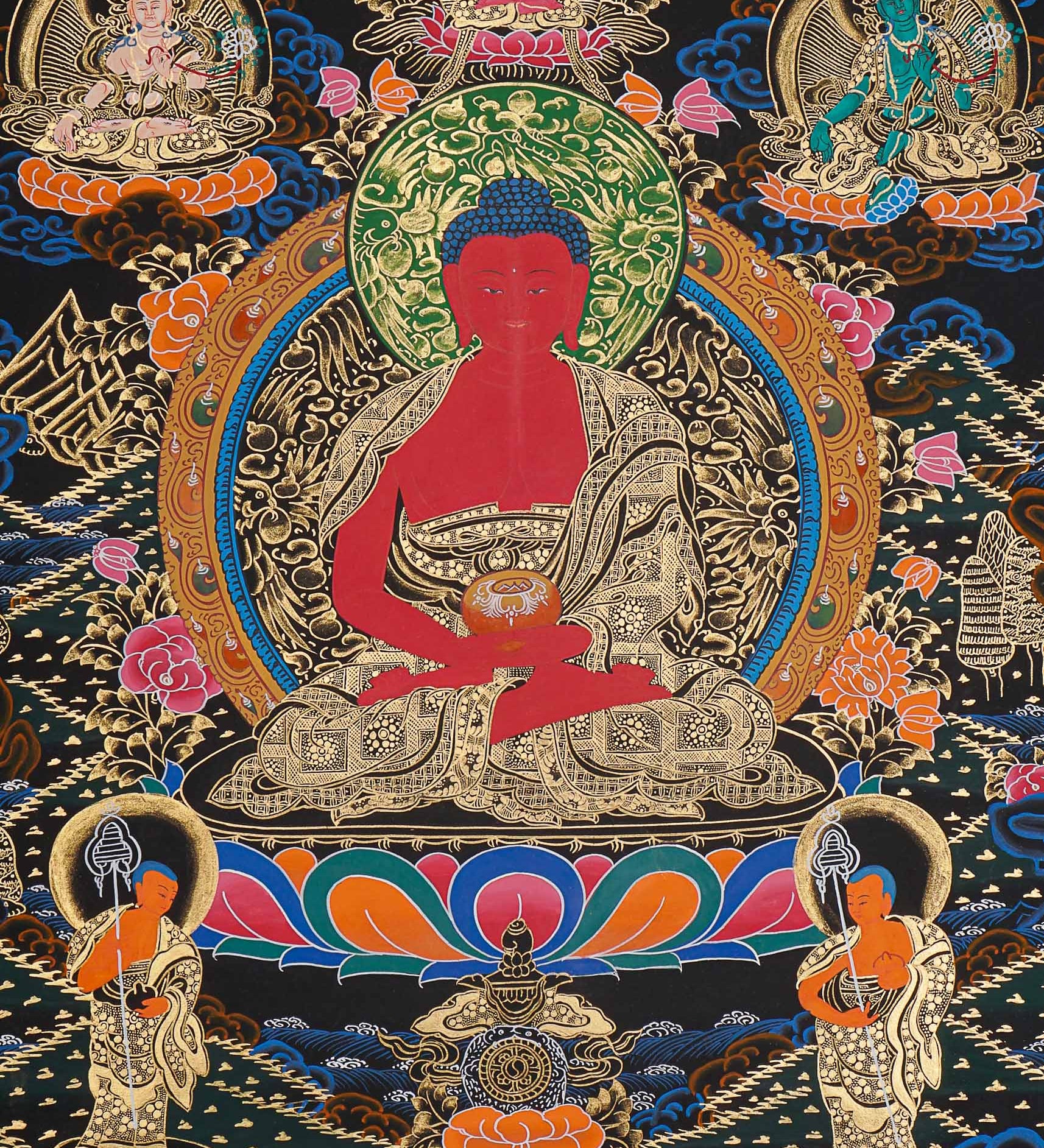 Amitabha Buddha Thangka - Handpainted Art