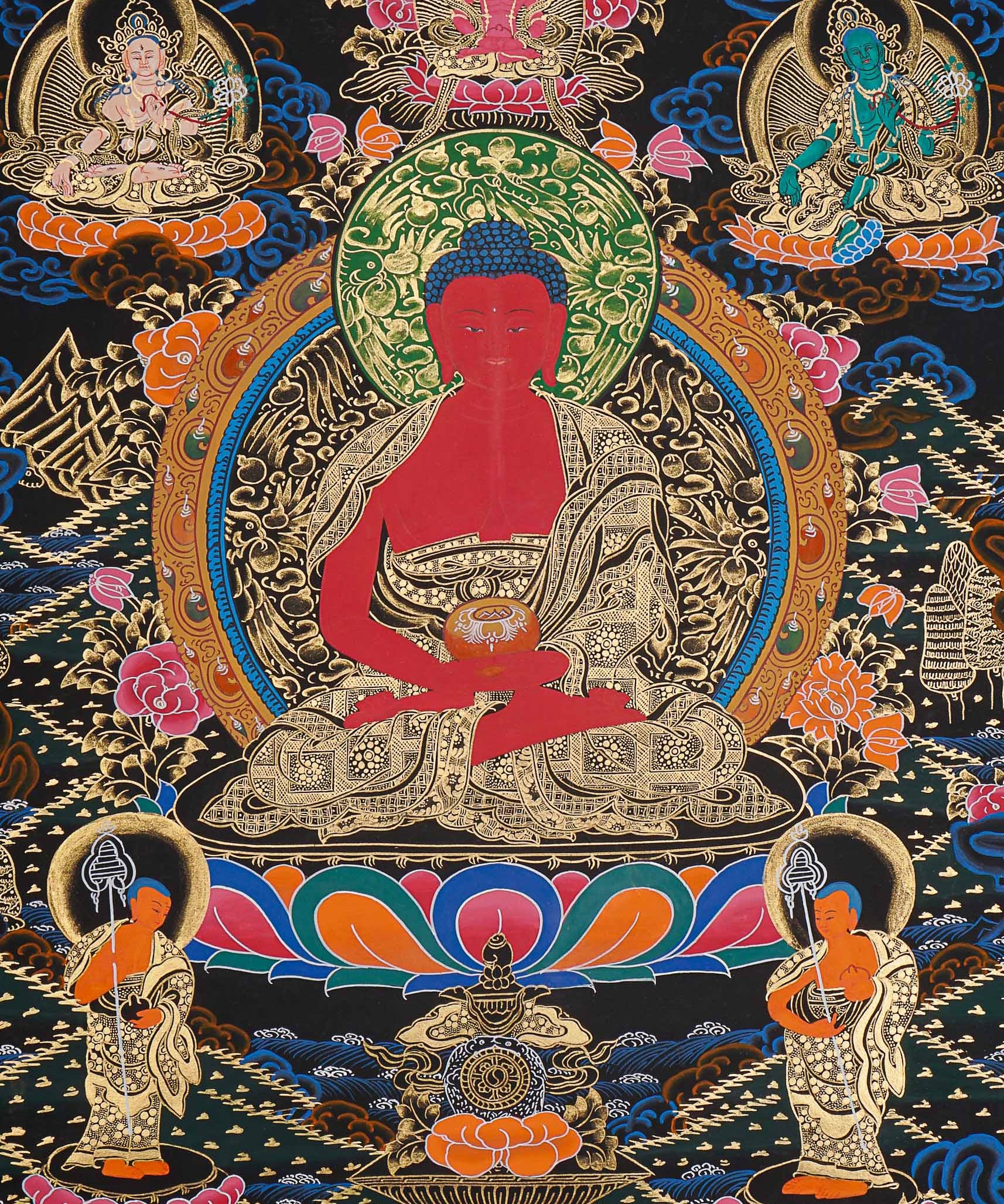 Amitabha Buddha Thangka - Handpainted Art