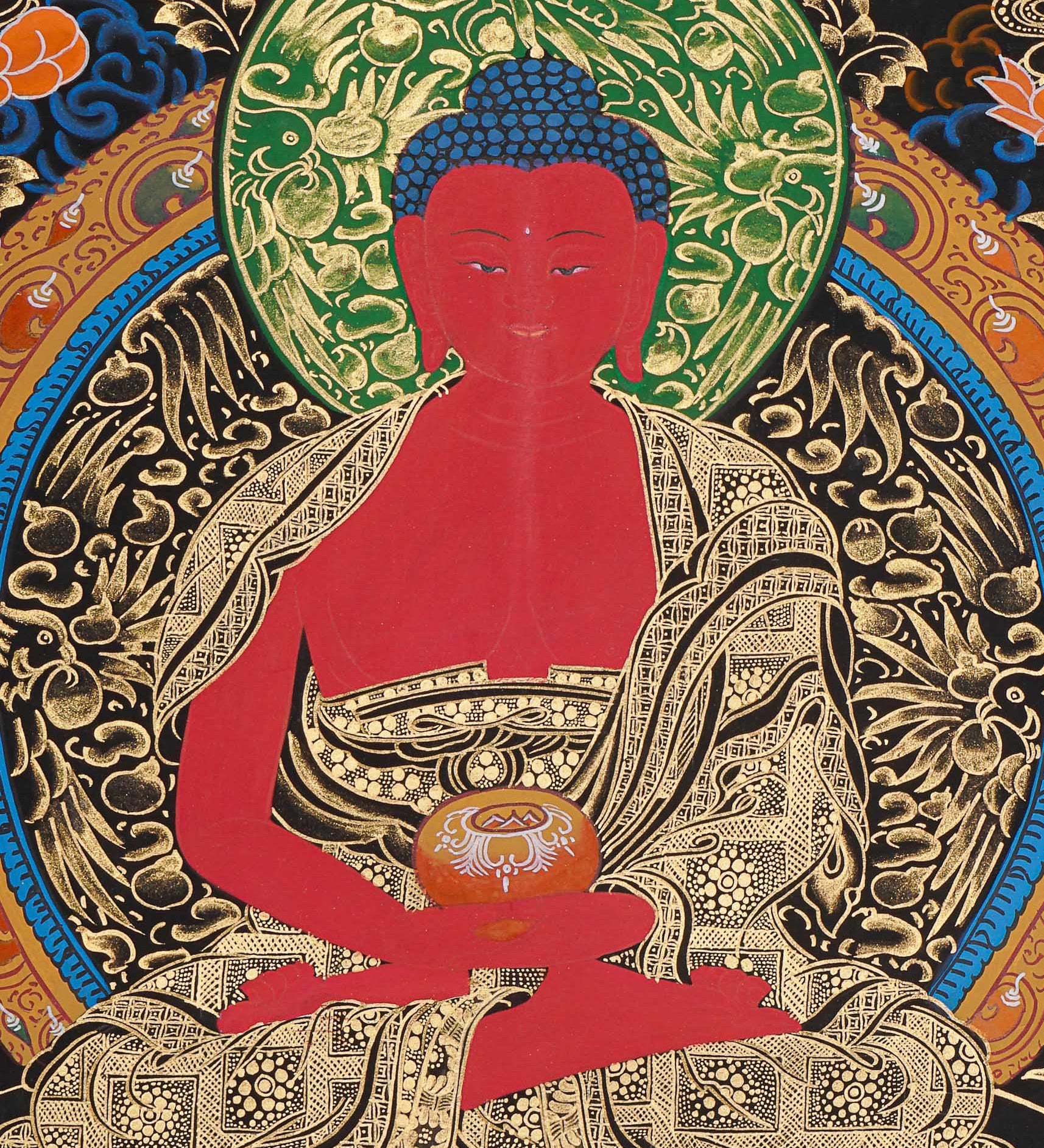 Amitabha Buddha Thangka - Handpainted Art