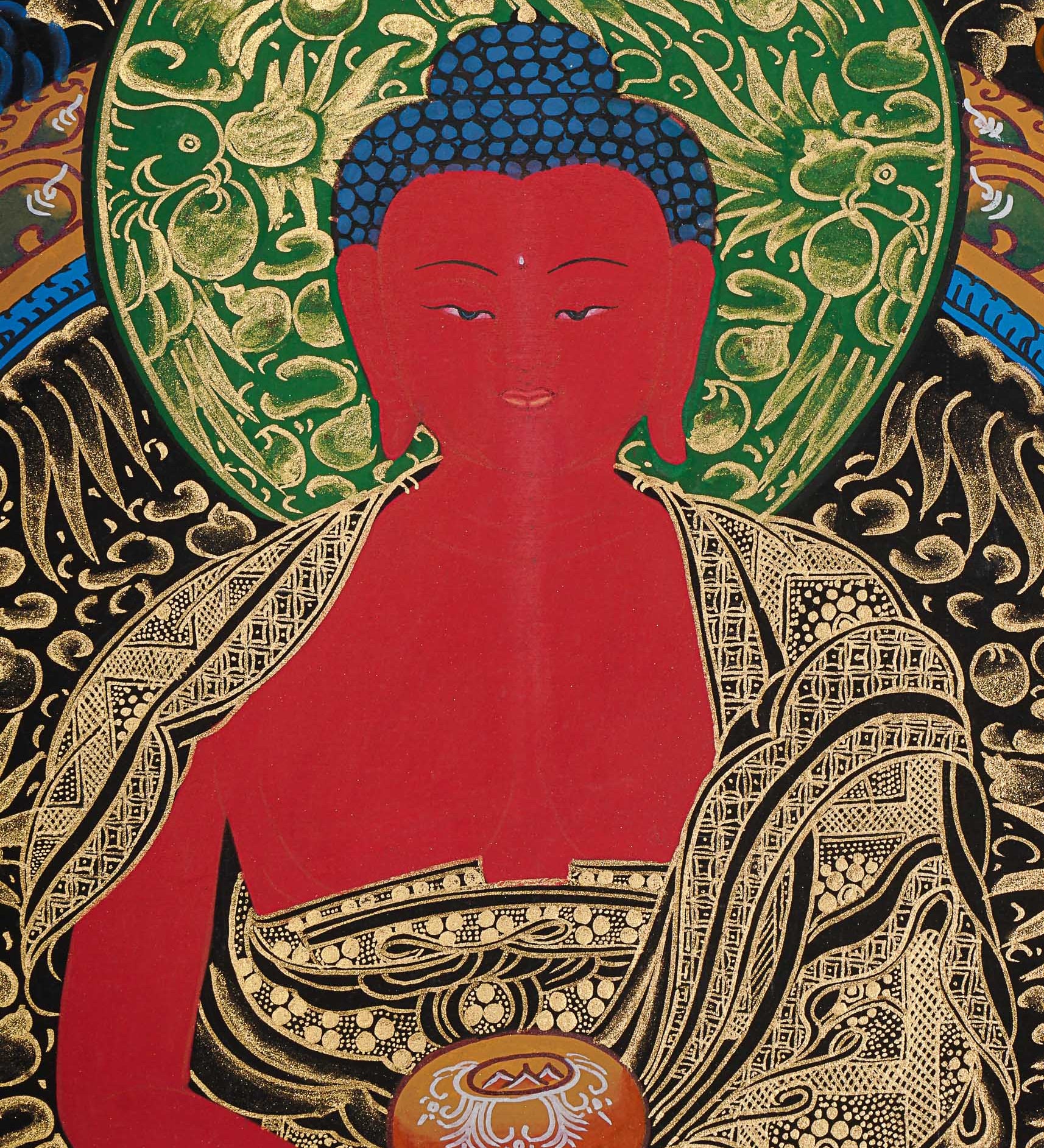 Amitabha Buddha Thangka - Handpainted Art