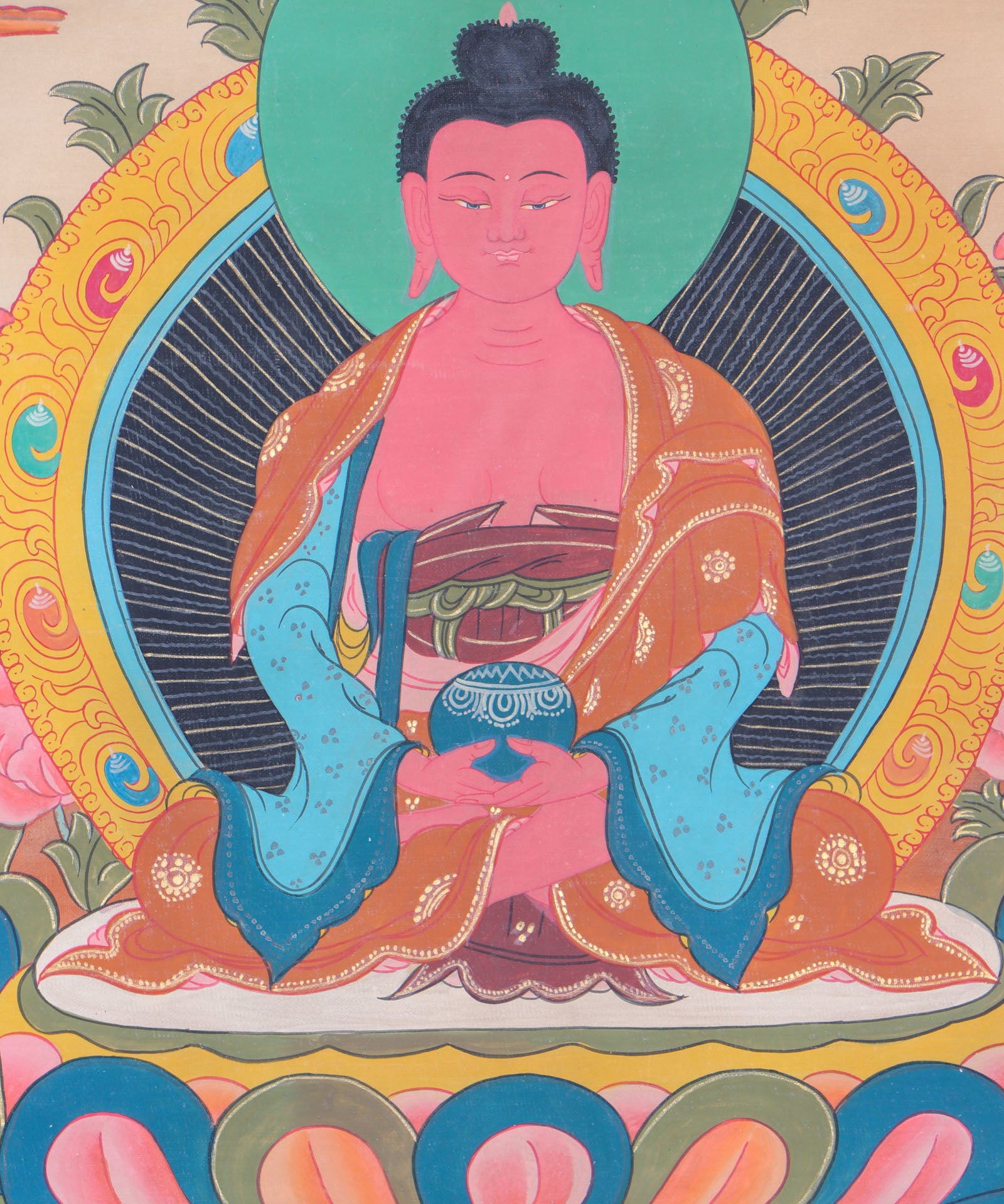 Amitabha Brocade Thangka Painting for rituals and ceremonies.