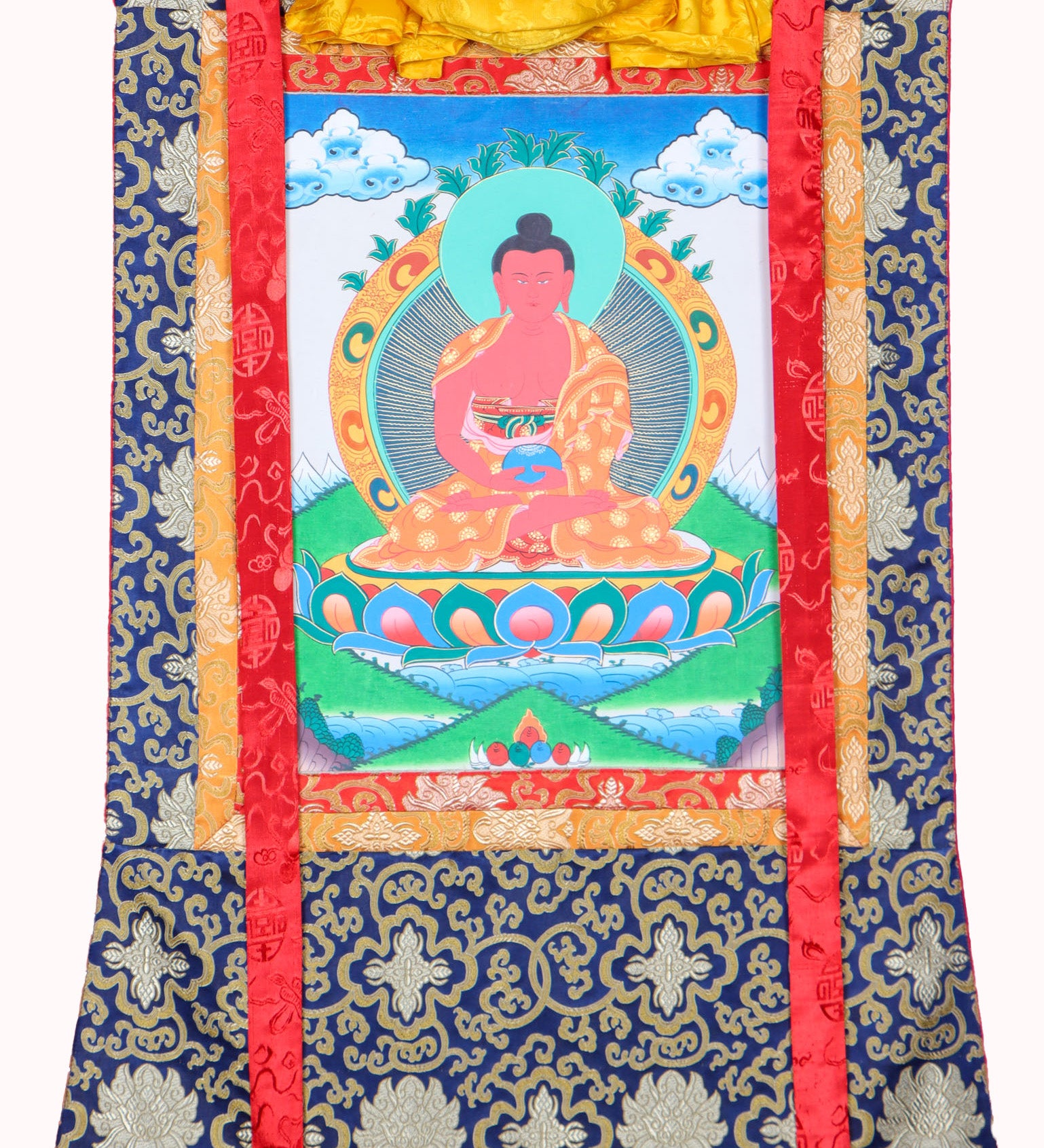 Amitabha Brocade Thangka Painting for spirituality.