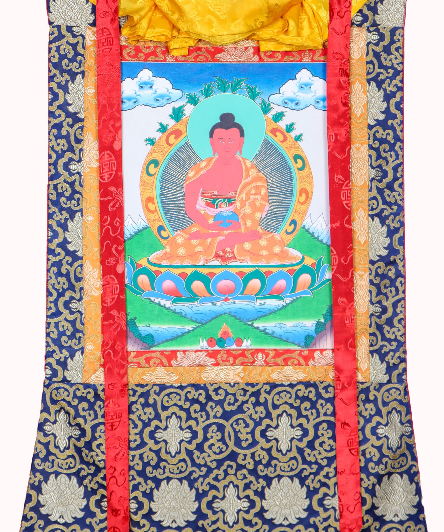 Amitabha Brocade Thangka Painting for spirituality.