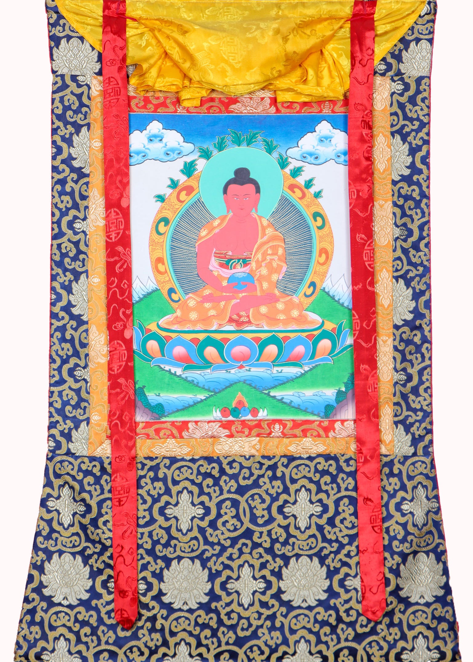 Amitabha Brocade Thangka Painting for spirituality.