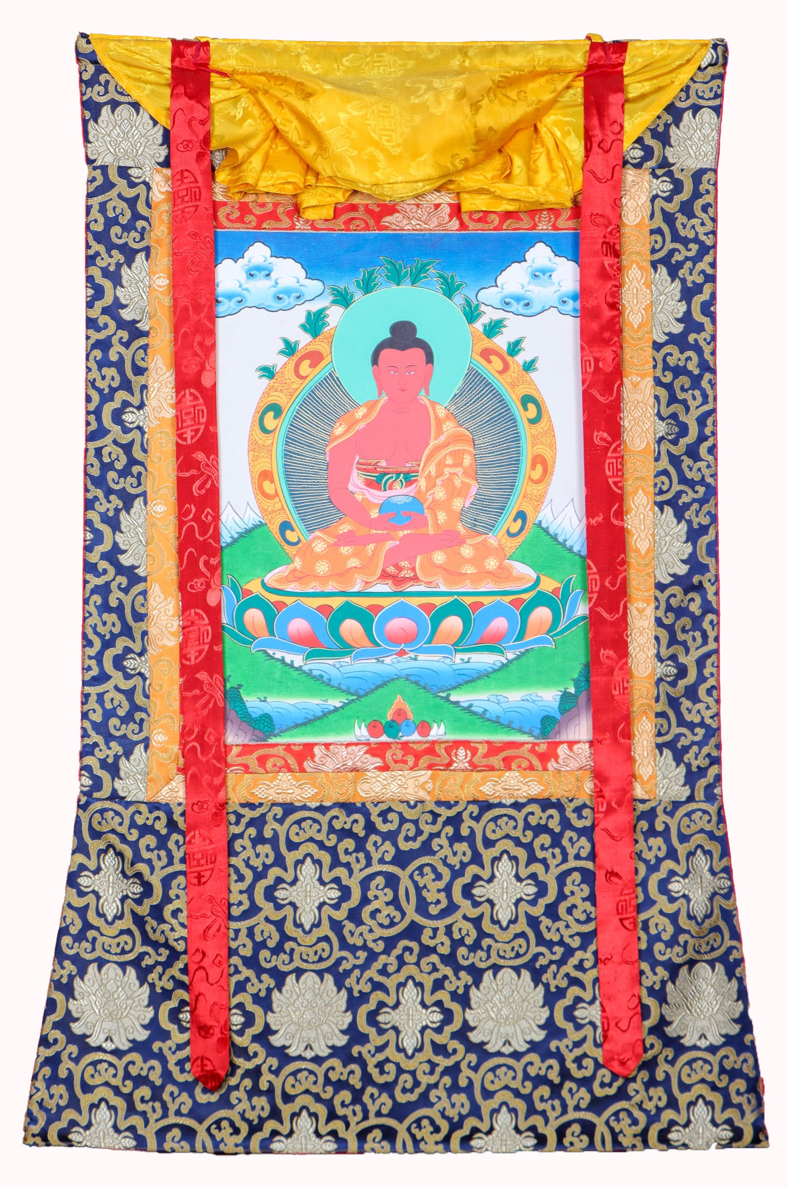 Amitabha Brocade Thangka Painting for spirituality.