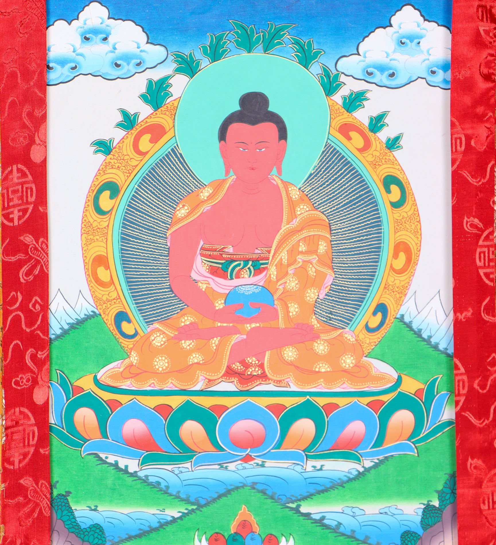 Amitabha Brocade Thangka Painting for spirituality.