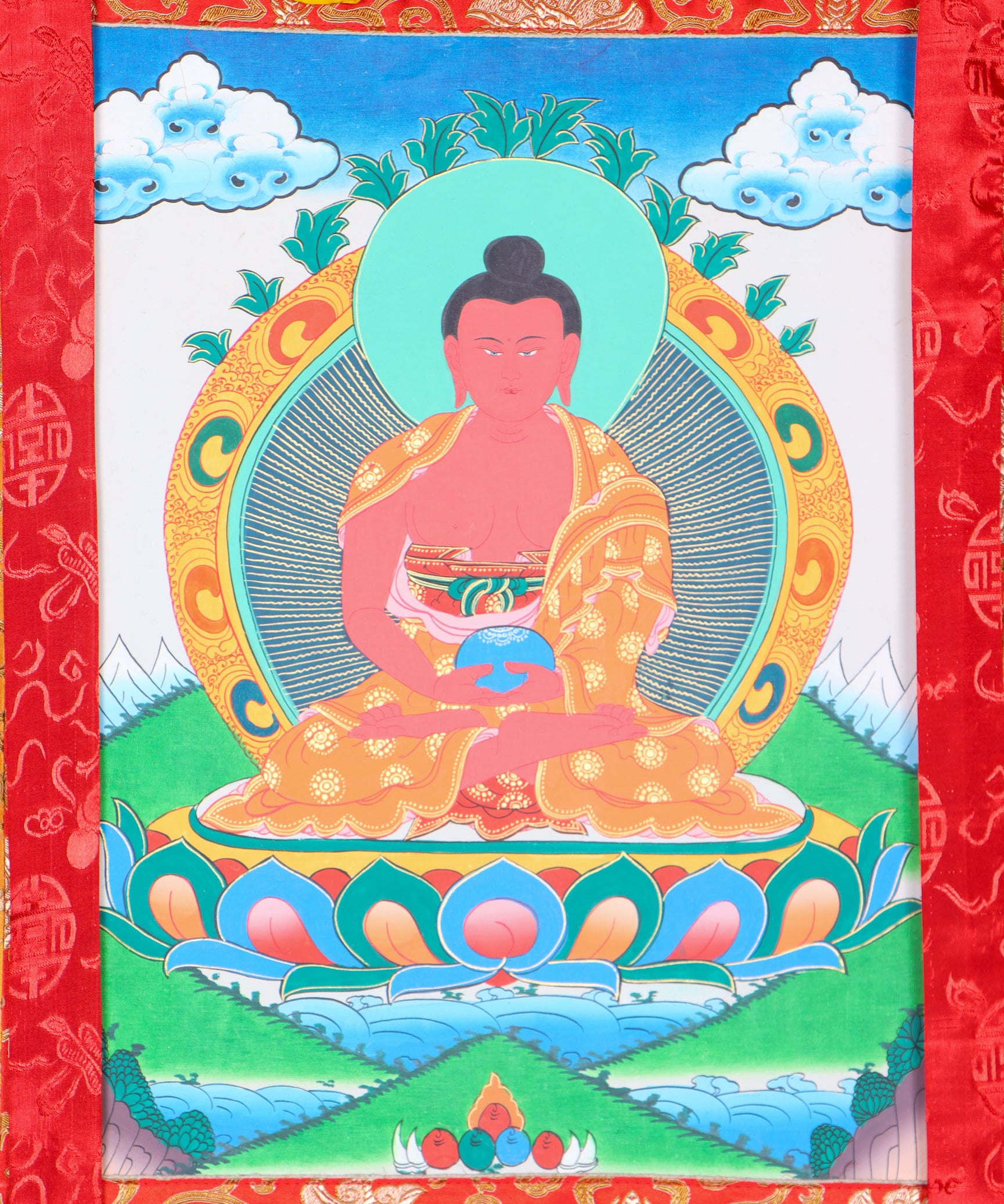 Amitabha Brocade Thangka Painting for spirituality.
