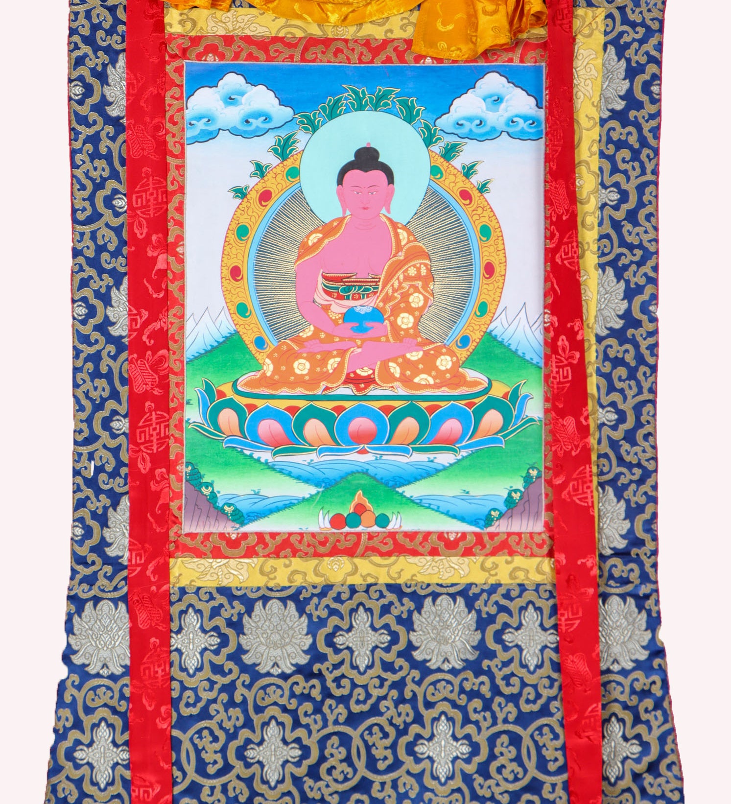 Amitabha Brocade Thangka Painting for meditation.