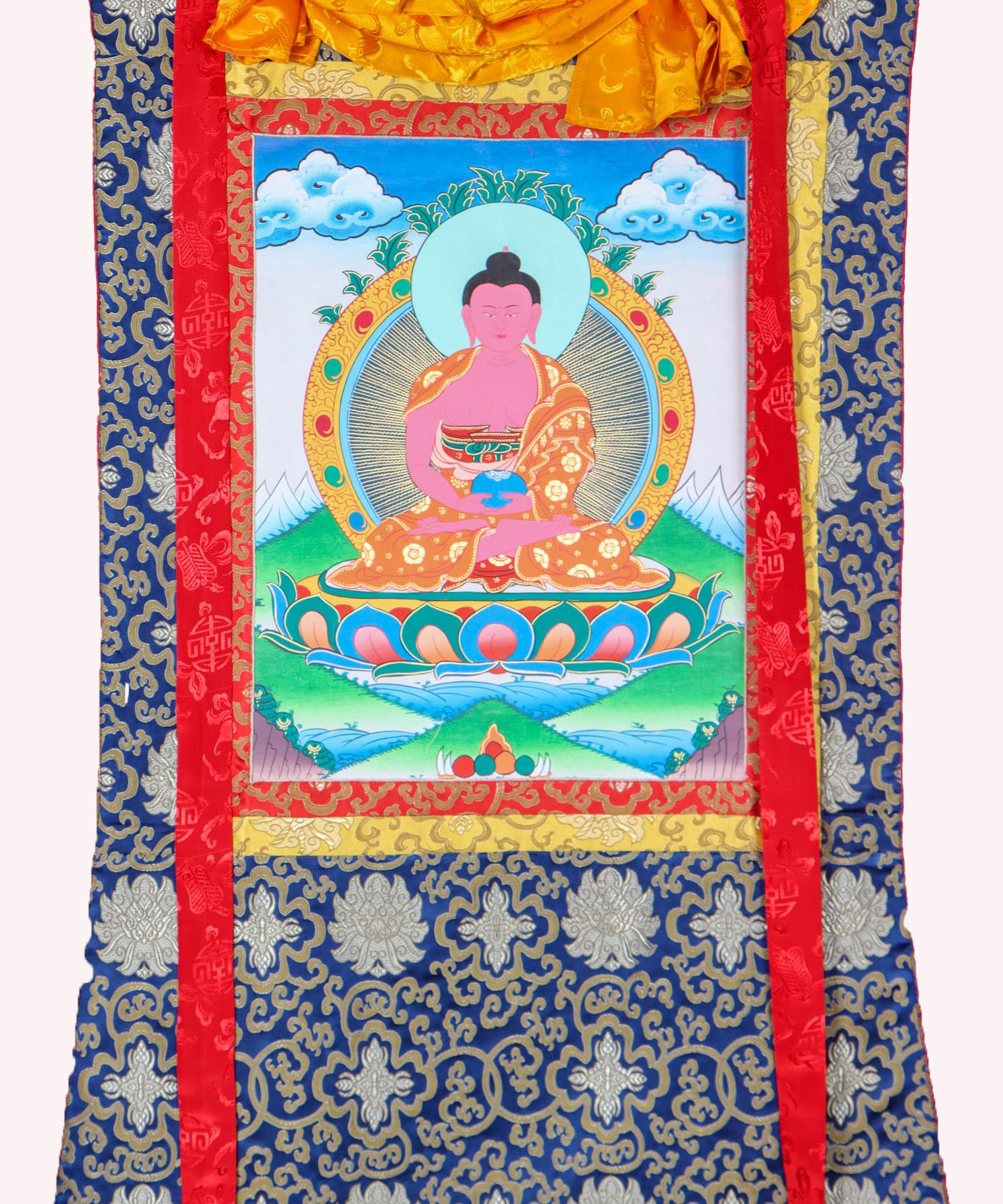 Amitabha Brocade Thangka Painting for meditation.