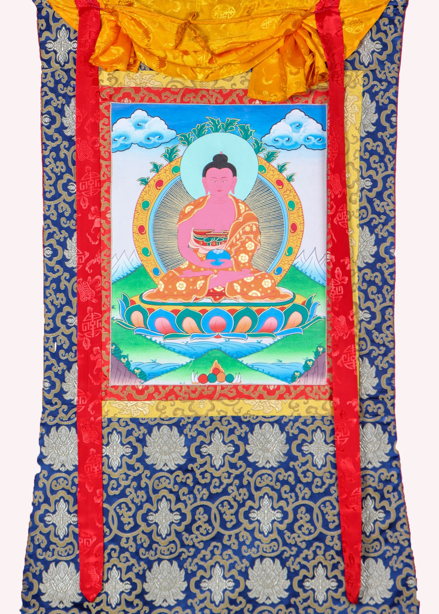 Amitabha Brocade Thangka Painting for meditation.
