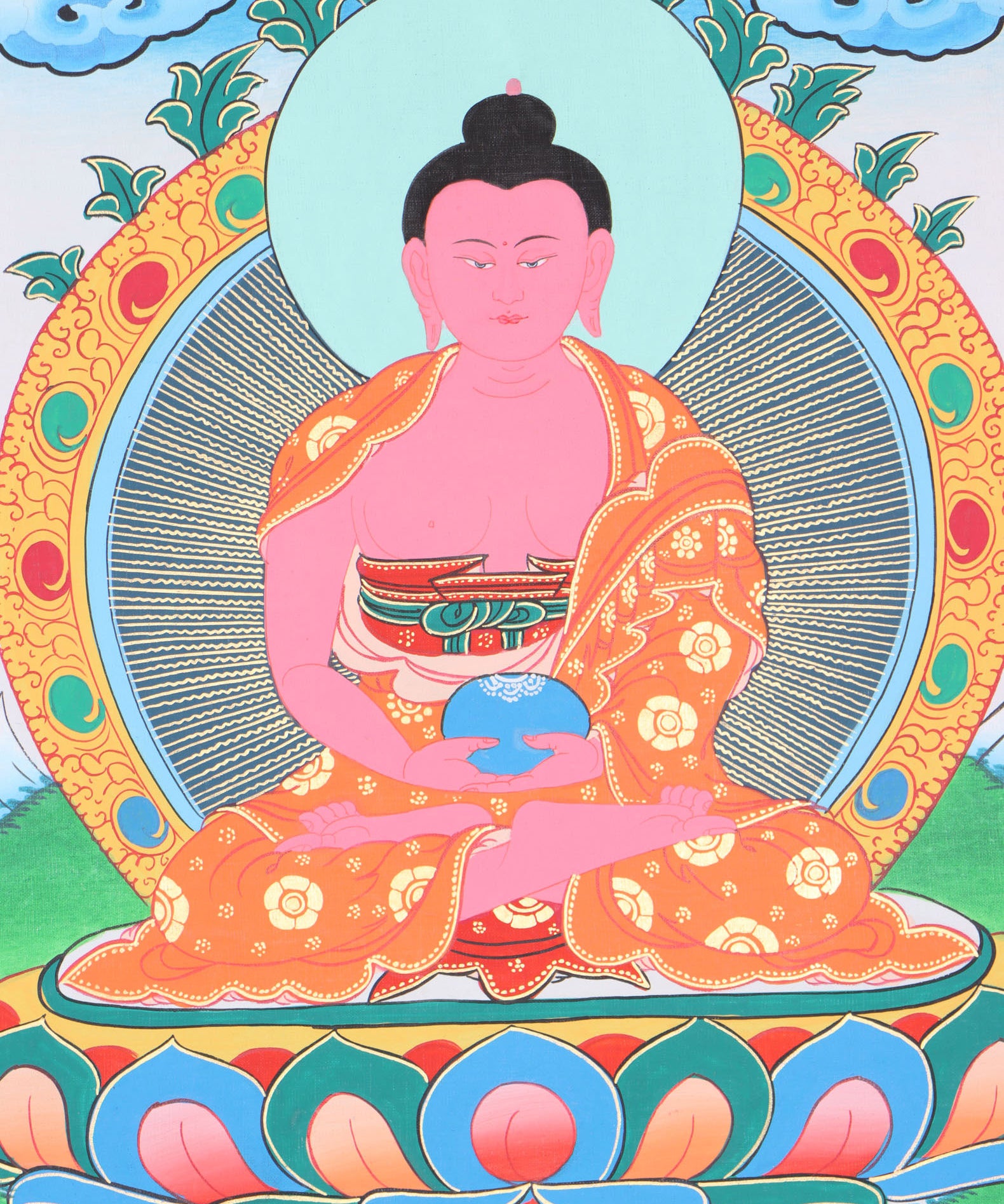 Amitabha Brocade Thangka Painting for meditation.