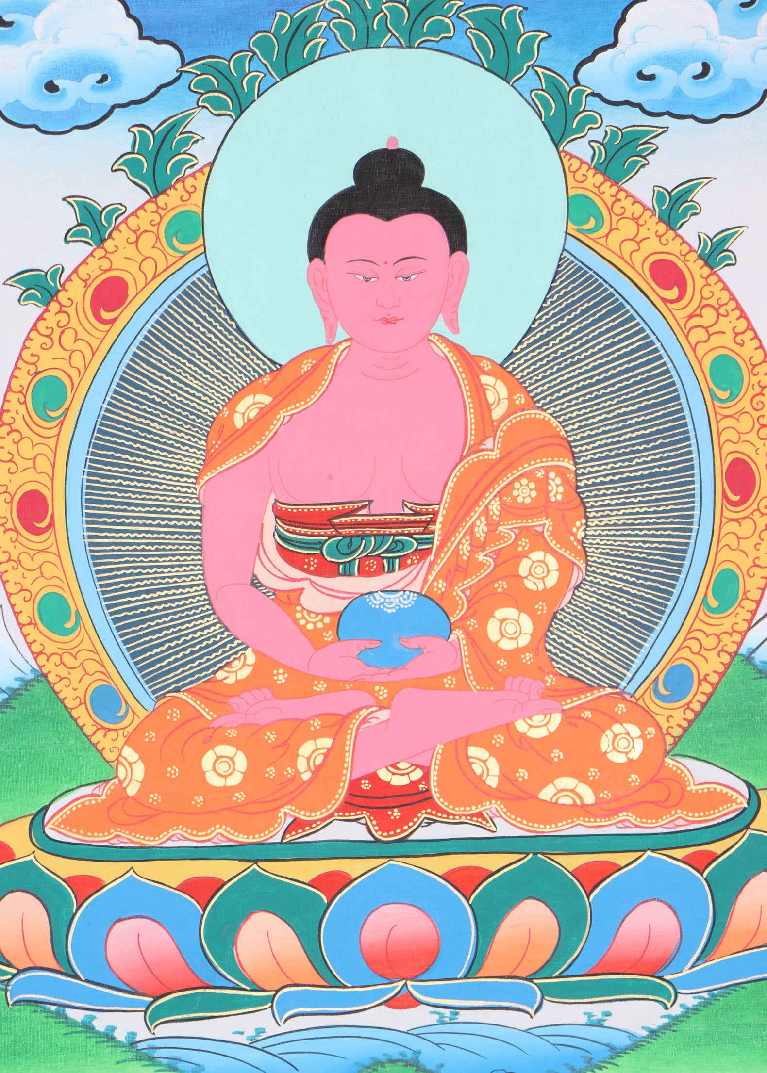 Amitabha Brocade Thangka Painting for meditation.