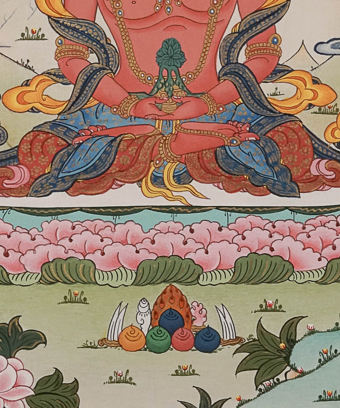 Amitayus Buddha Thangka - Handpainted Art