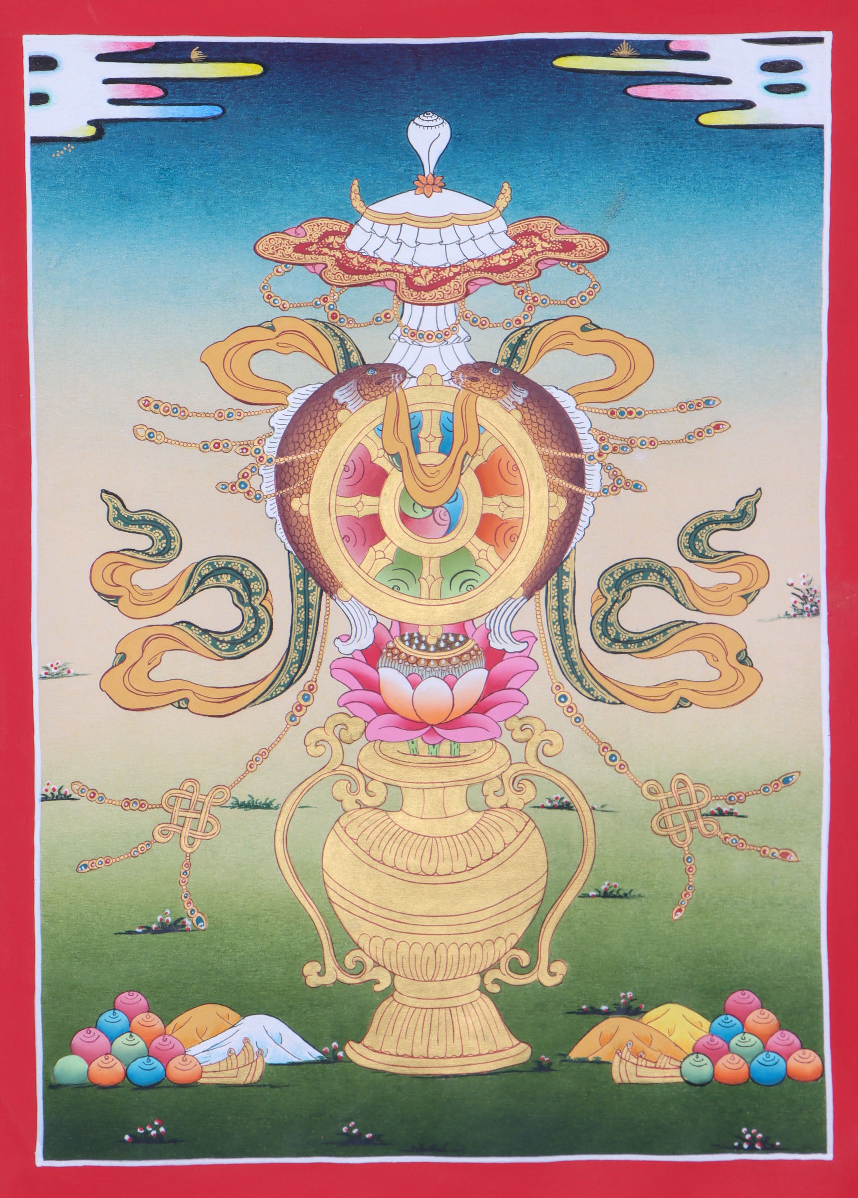 Asthamangal Thangka for  spiritual guidance and protection. 