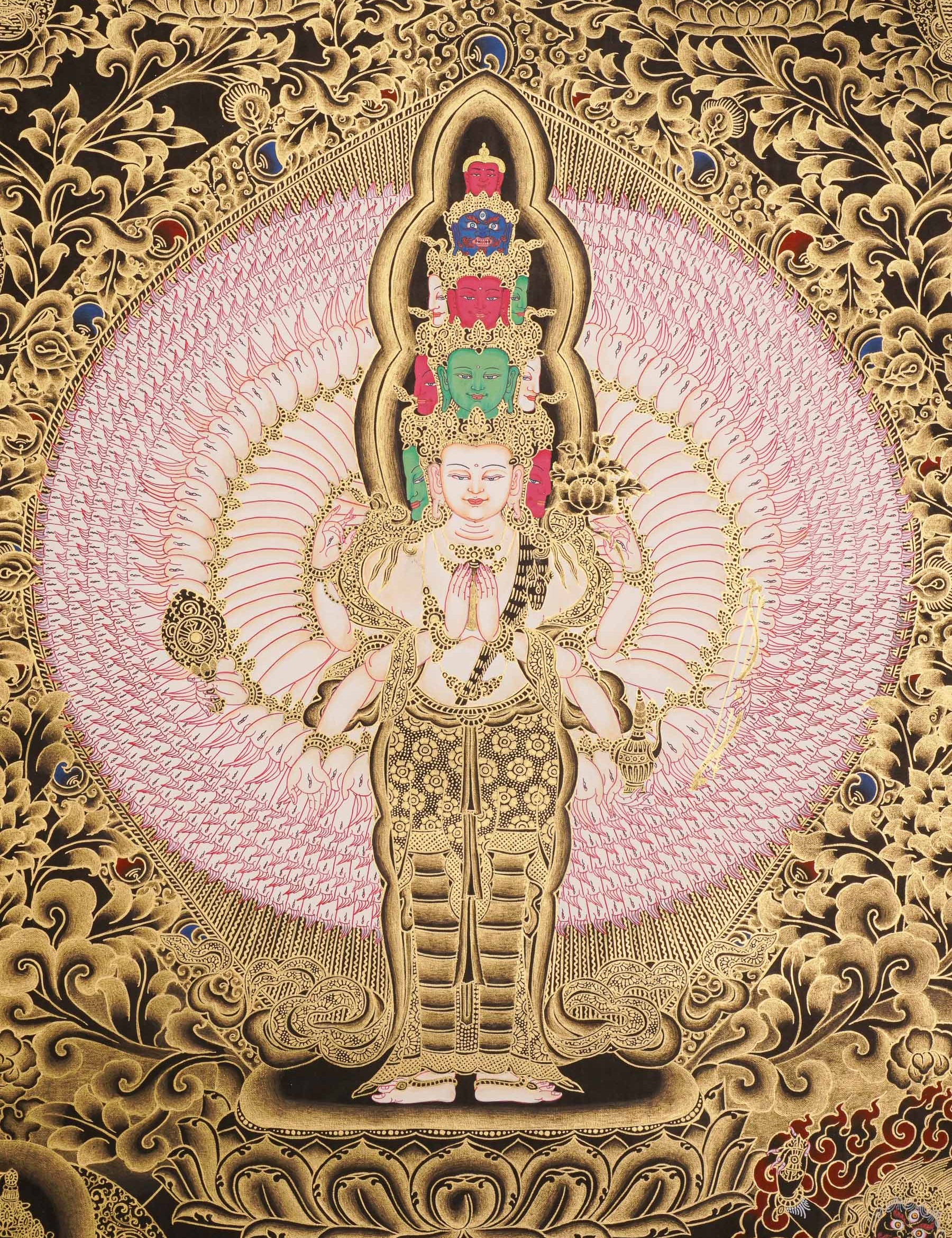 Avalokeshwor Thangka Painting for wall hanging decor.