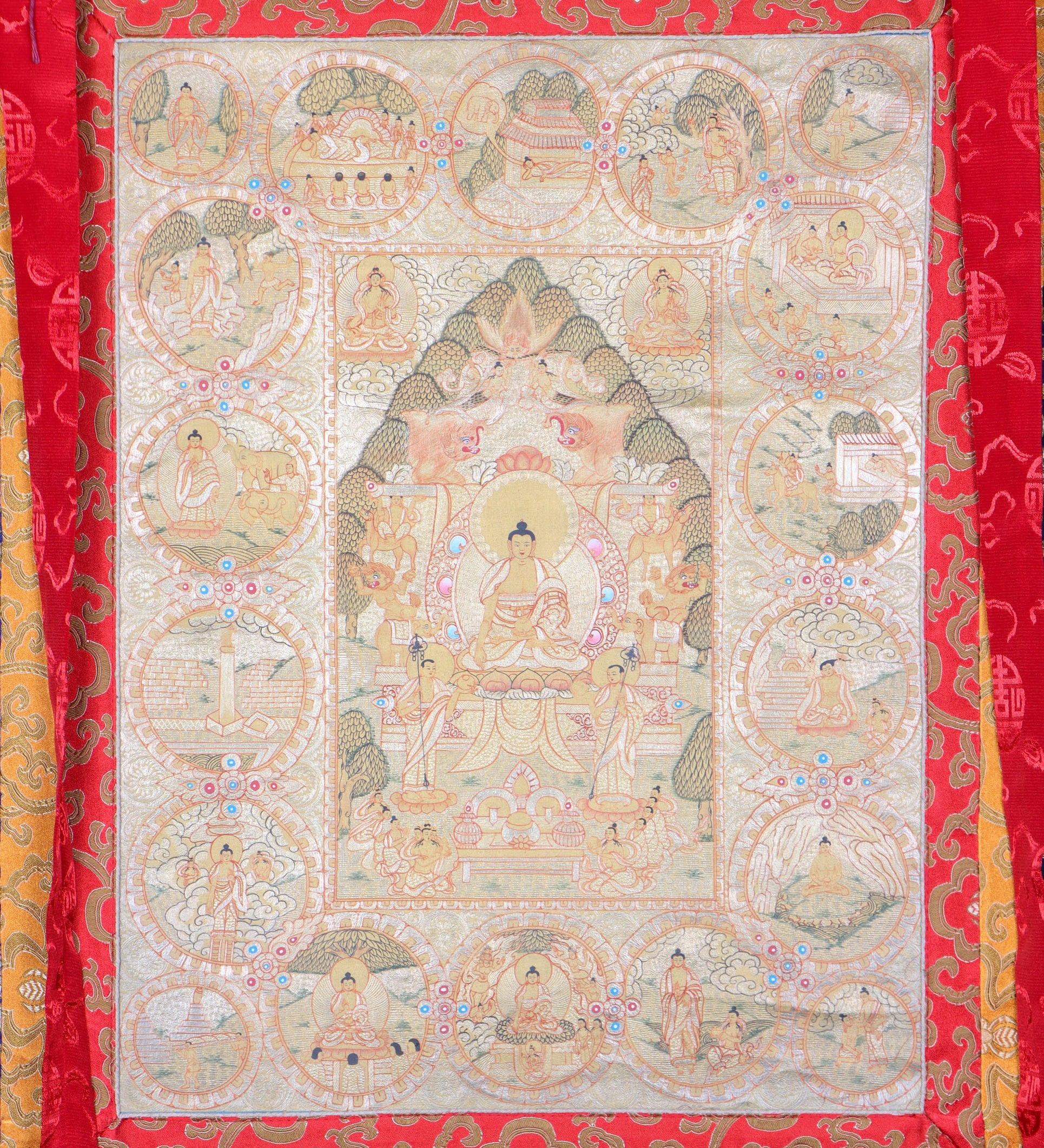 Shakyamuni Buddha Thangka Painting for meditation and reflection on the teachings of Shakyamuni Buddha.