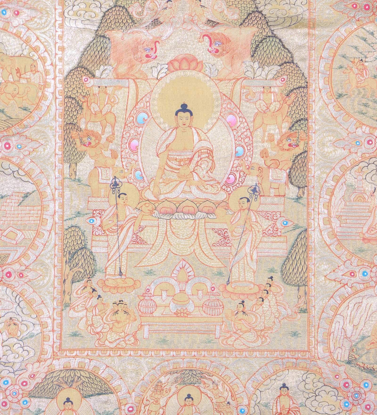 Shakyamuni Buddha Thangka Painting for meditation and reflection on the teachings of Shakyamuni Buddha.