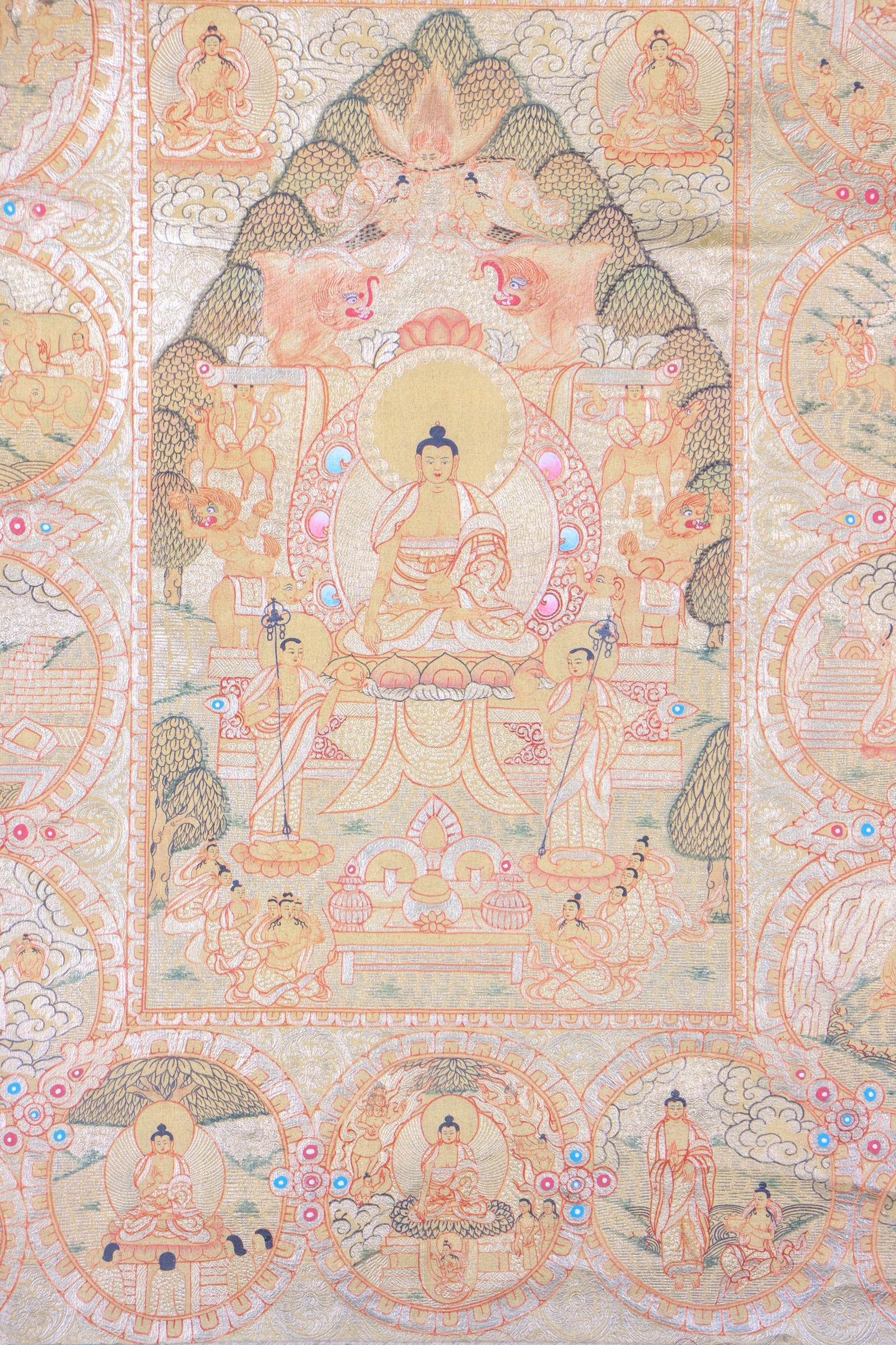 Shakyamuni Buddha Thangka Painting for meditation and reflection on the teachings of Shakyamuni Buddha.
