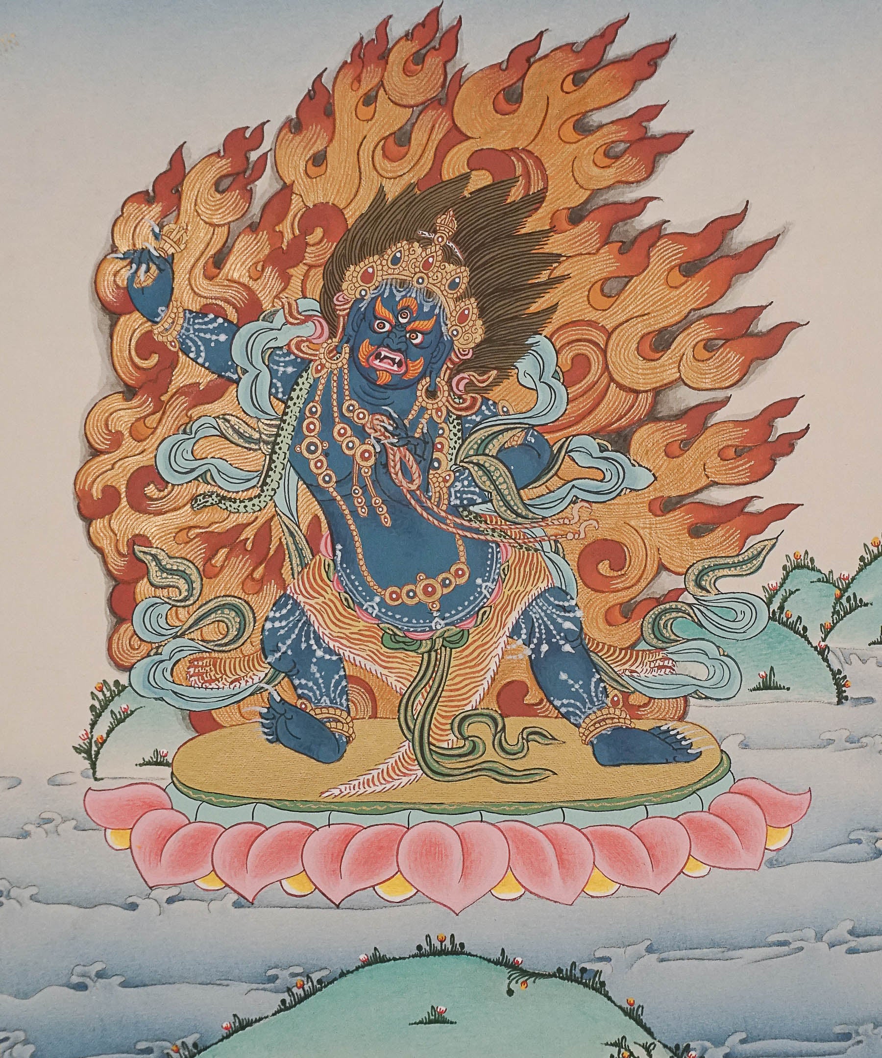 Bajrapani Thangka - Wrathful Deity Painting
