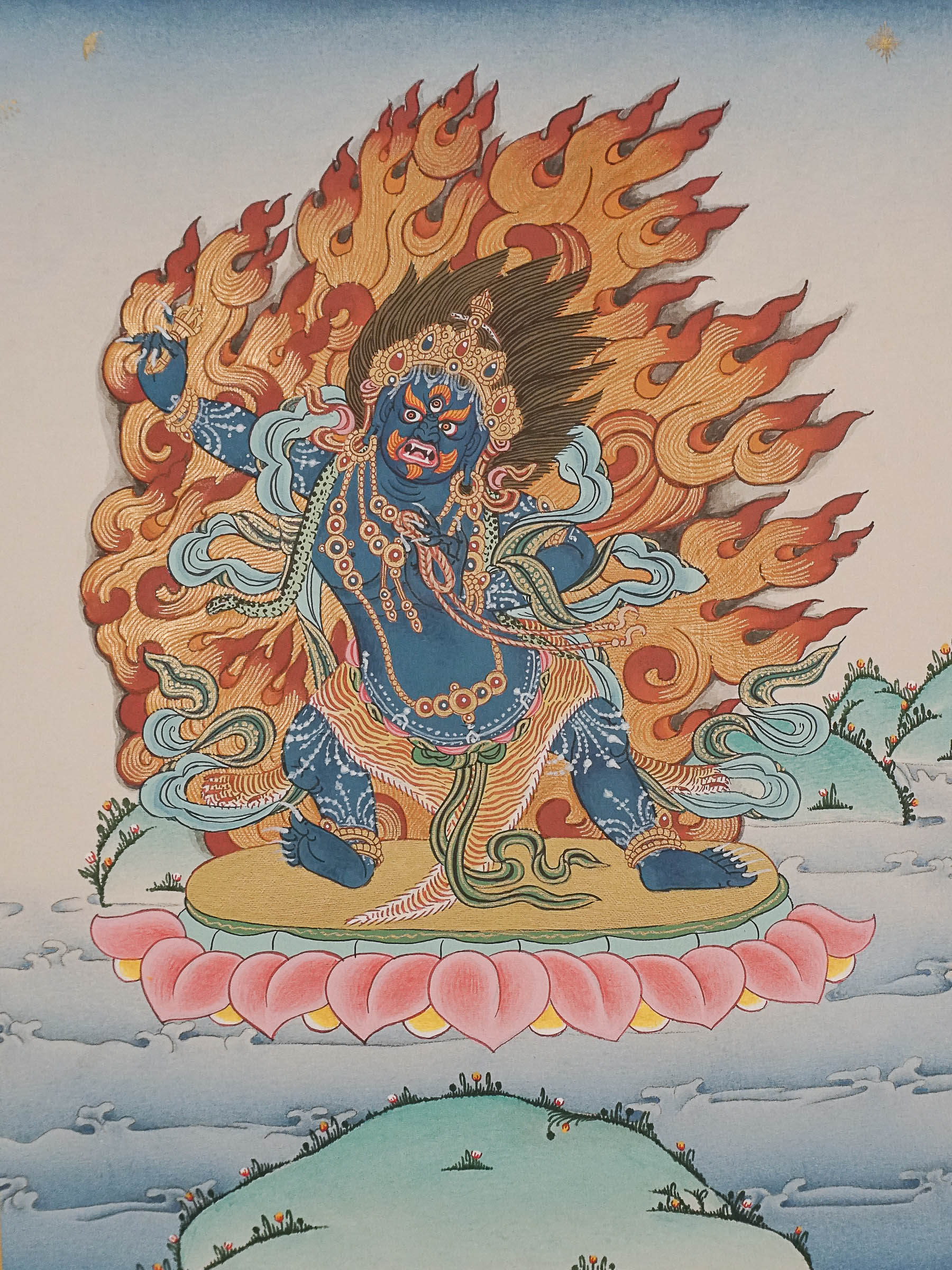 Bajrapani Thangka - Wrathful Deity Painting