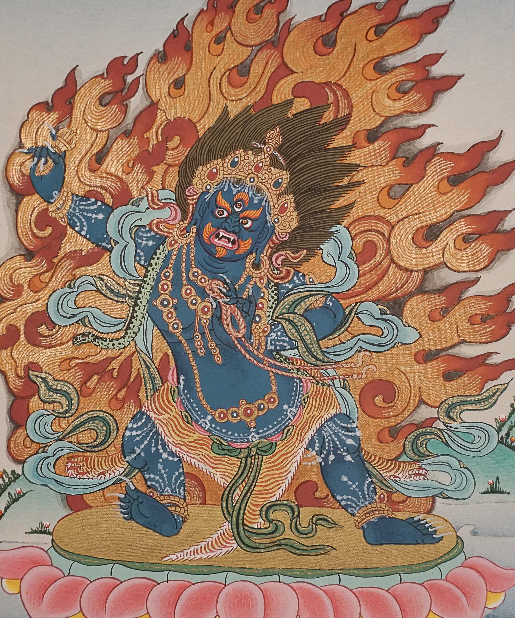 Bajrapani Thangka - Wrathful Deity Painting