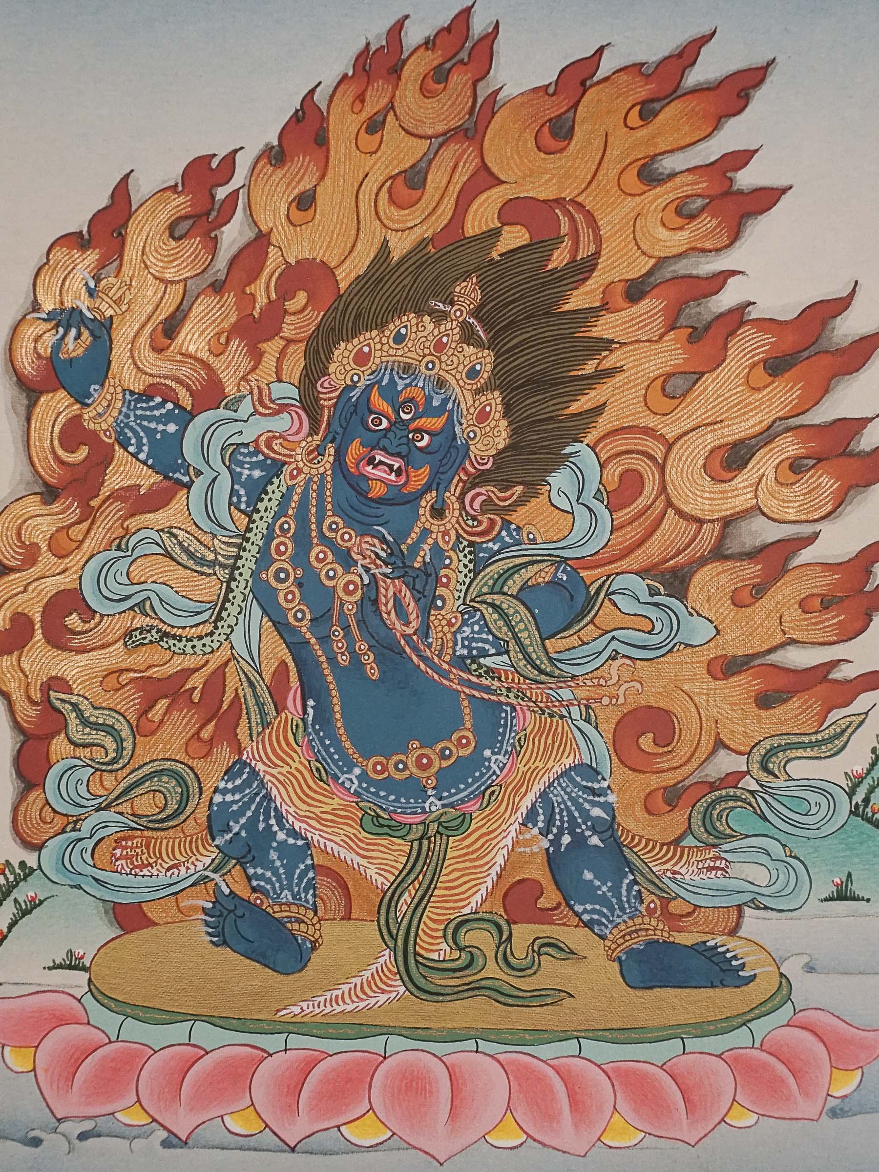 Bajrapani Thangka - Wrathful Deity Painting