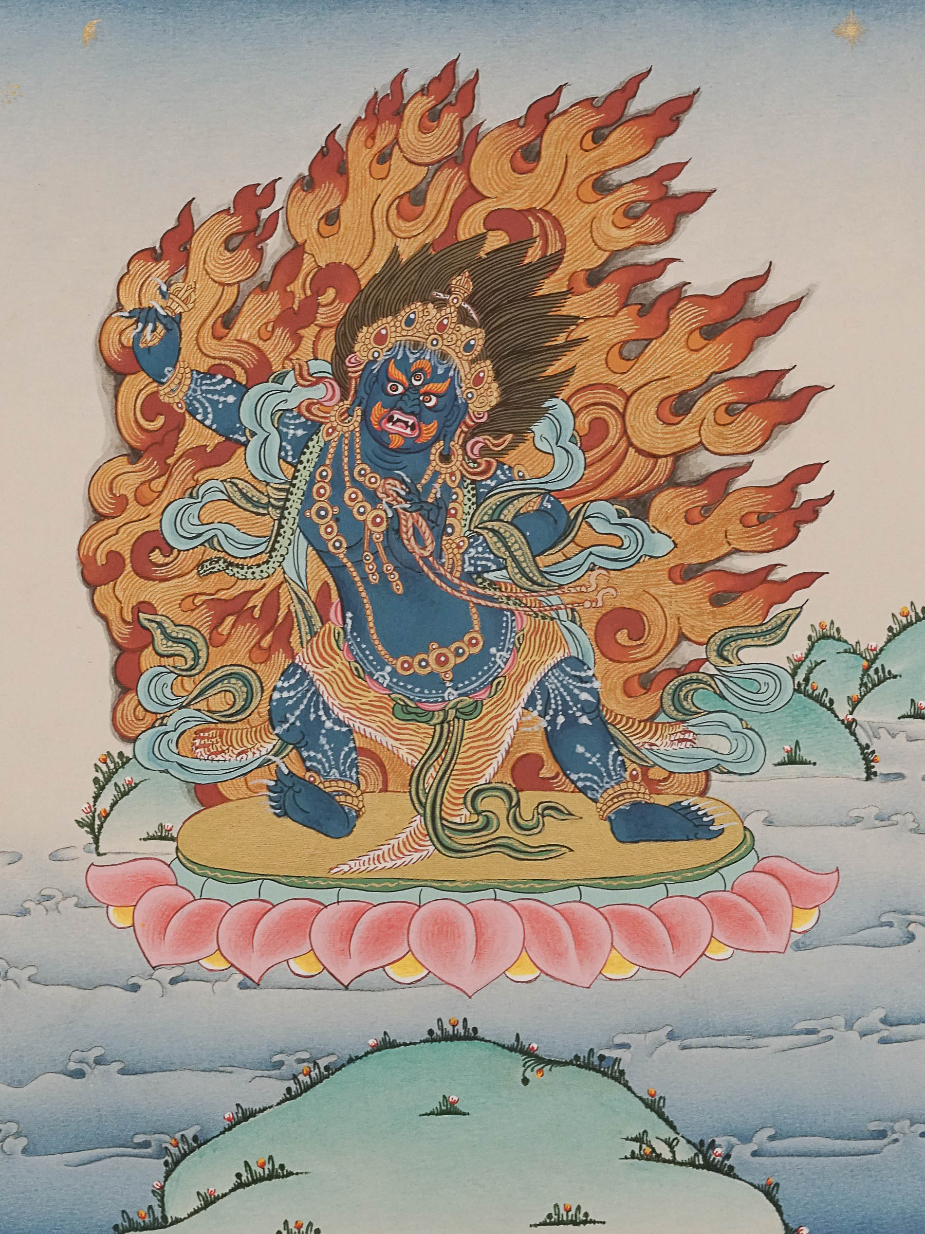 Bajrapani Thangka - Wrathful Deity Painting