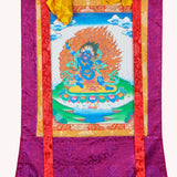 Vajrapani Brocade Thangka Painting for wall hanging decor.