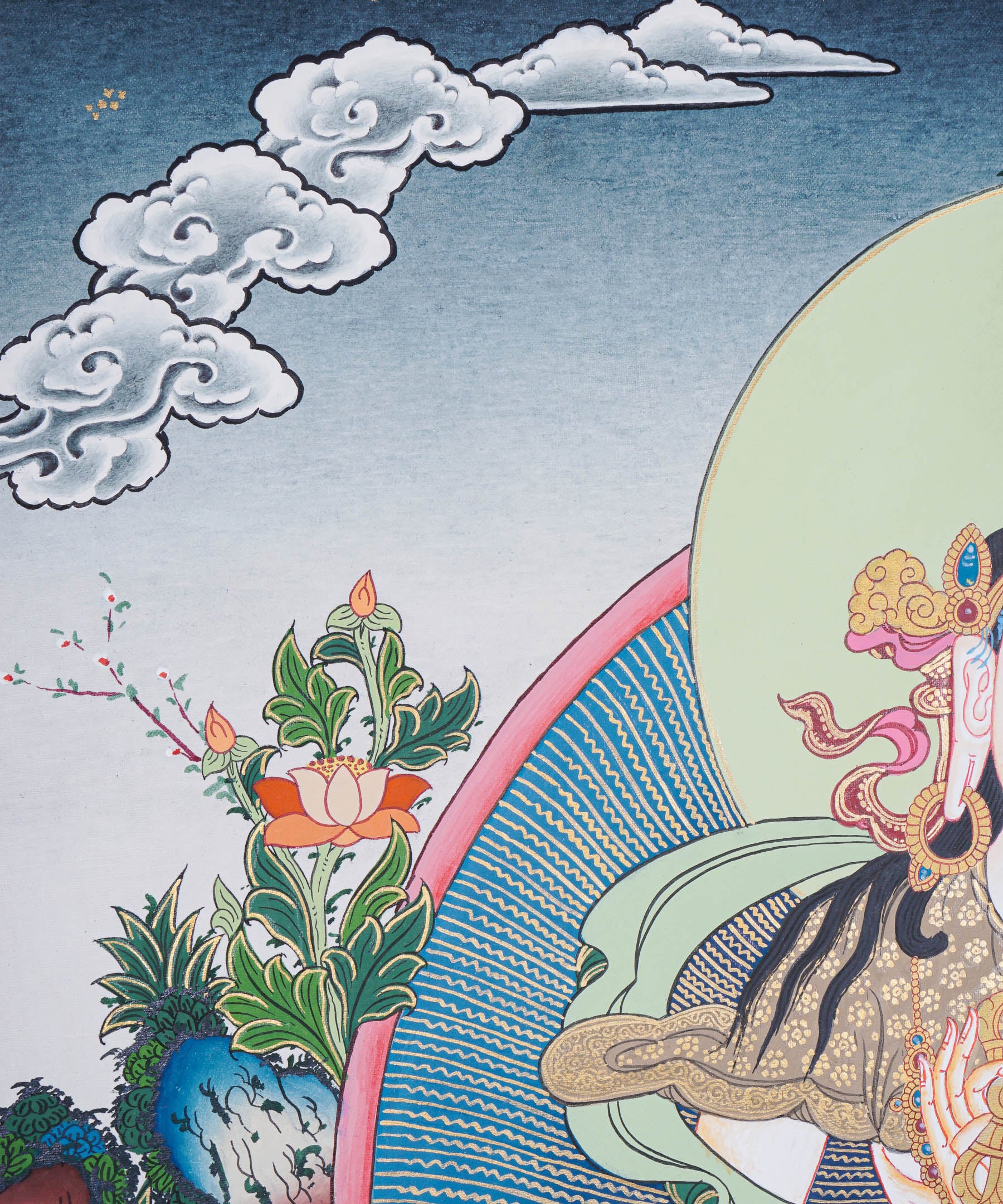 Vajrasattva Thangka - Handpainted art