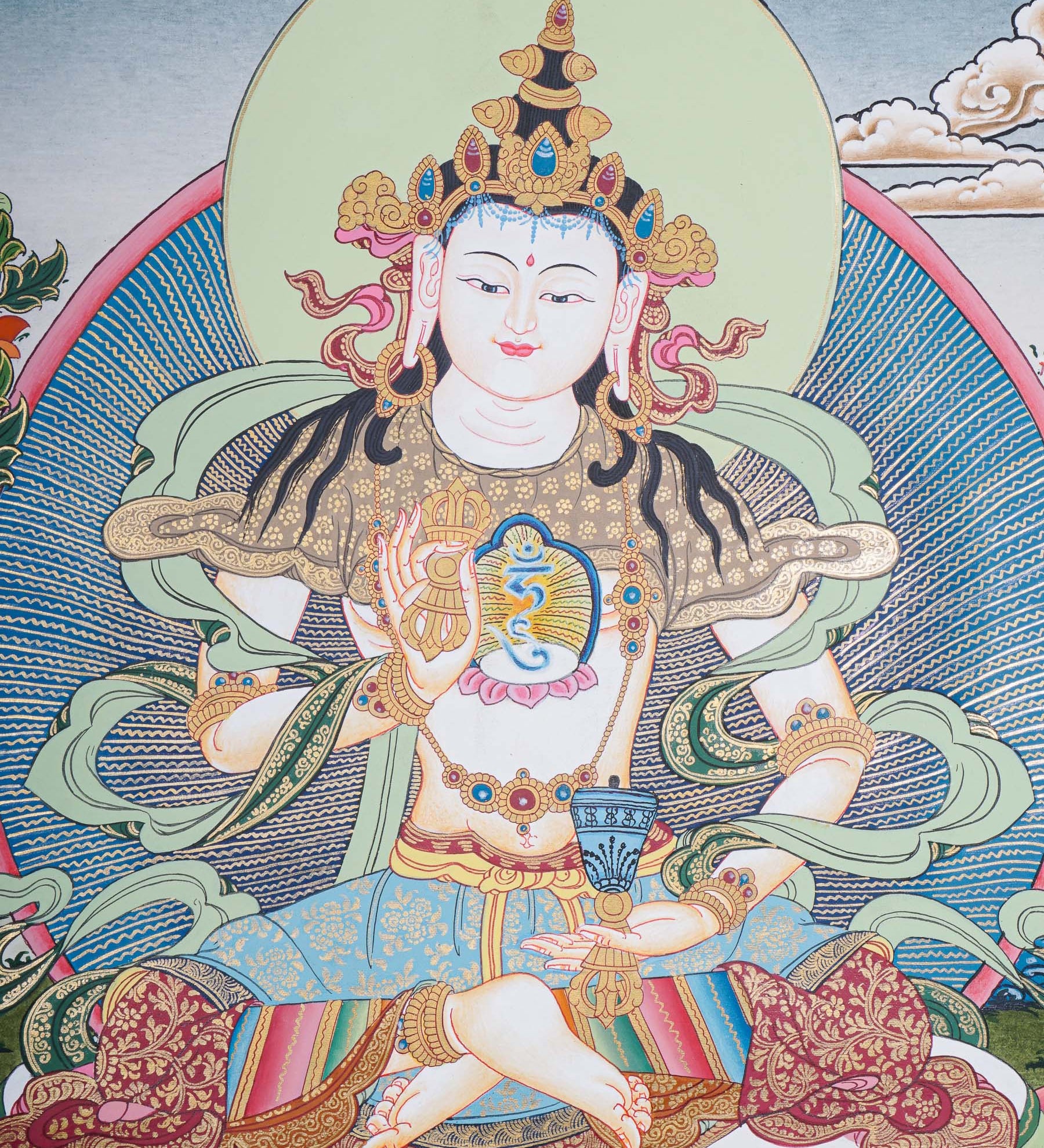 Vajrasattva Thangka - Handpainted art