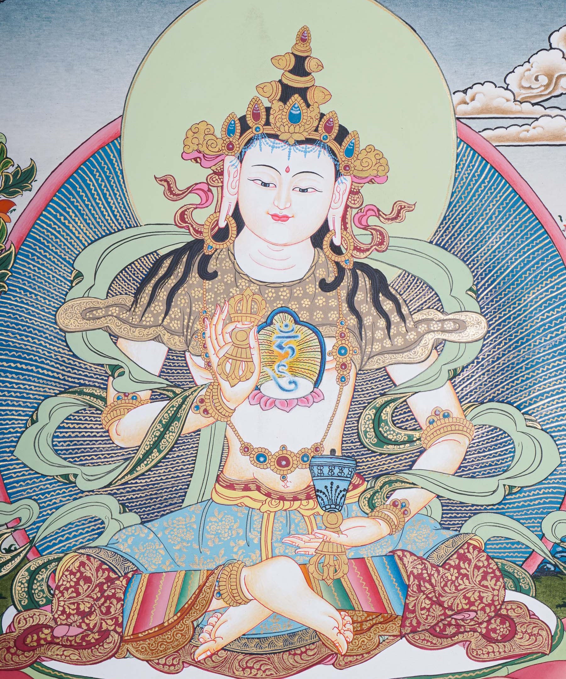 Vajrasattva Thangka - Handpainted art