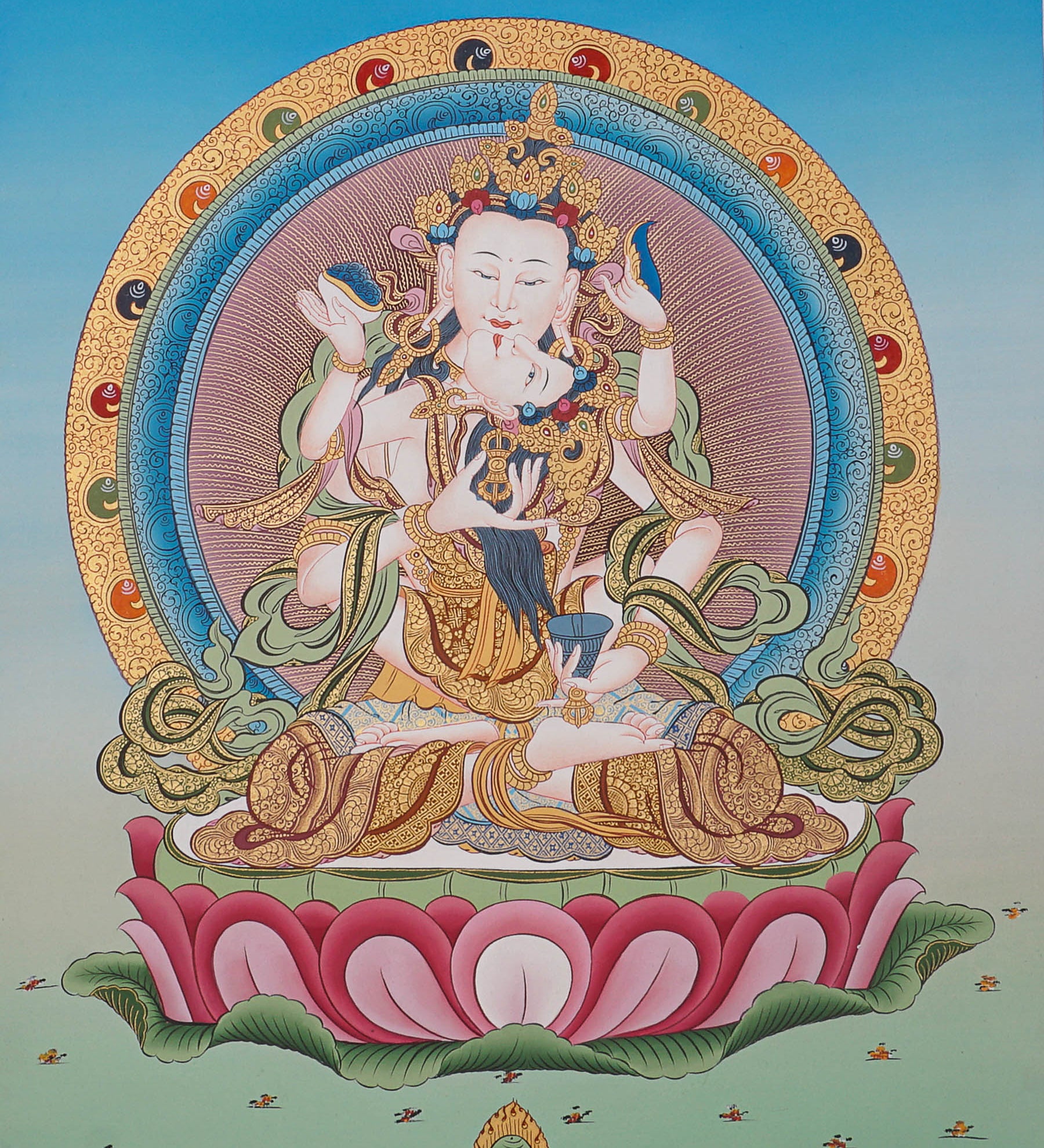 Vajrasattva Shakti Thangka- Tibetan Art