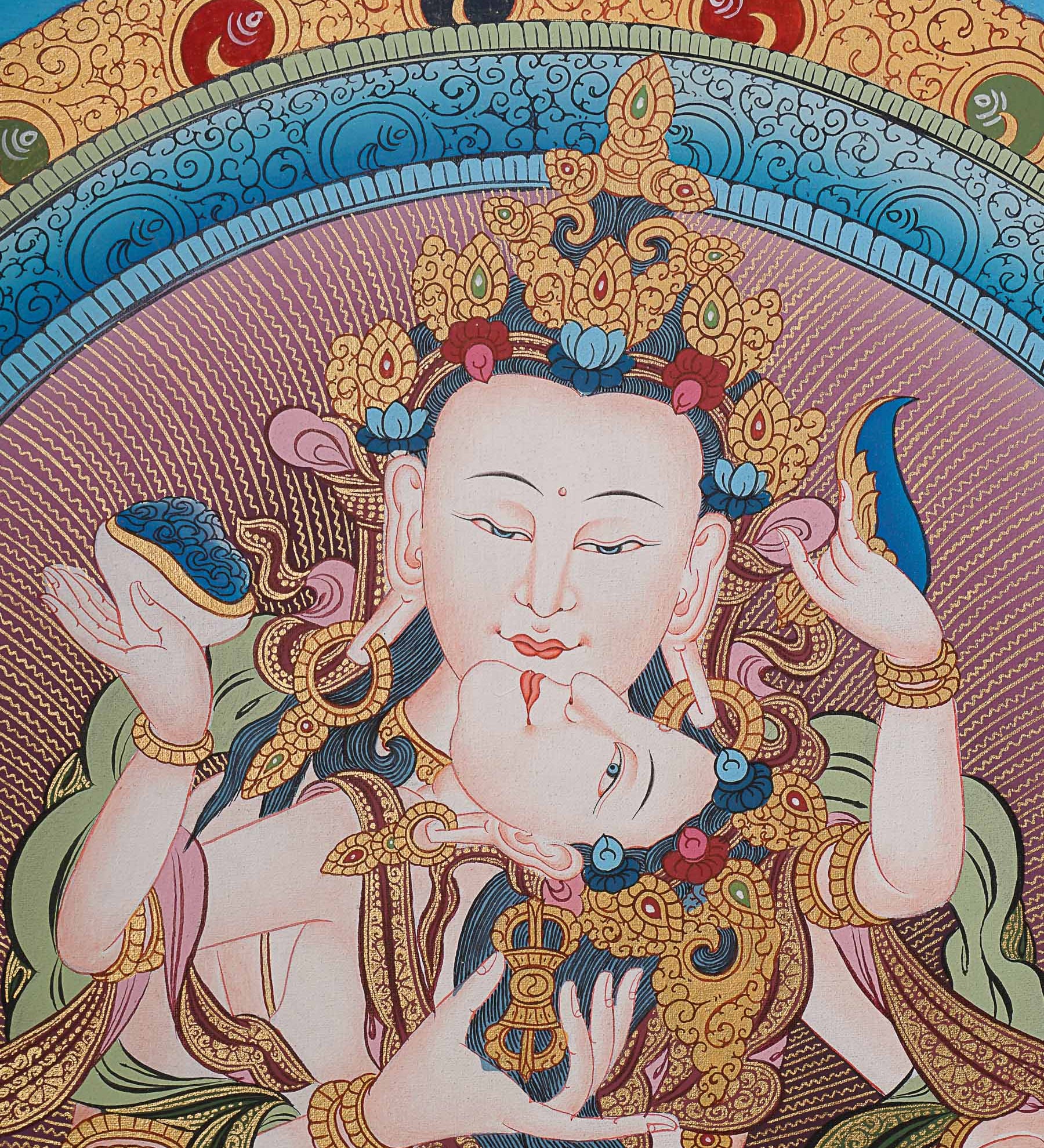 Vajrasattva Shakti Thangka- Tibetan Art