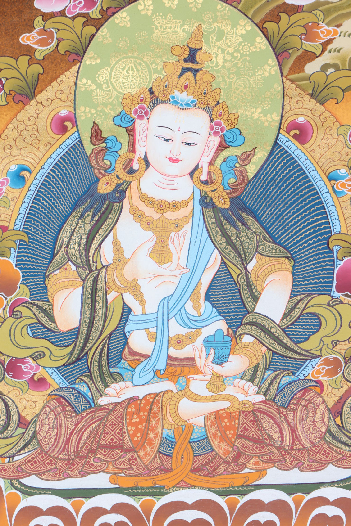 Vajrasattva Brocade Thangka Painting - Himalayas Shop