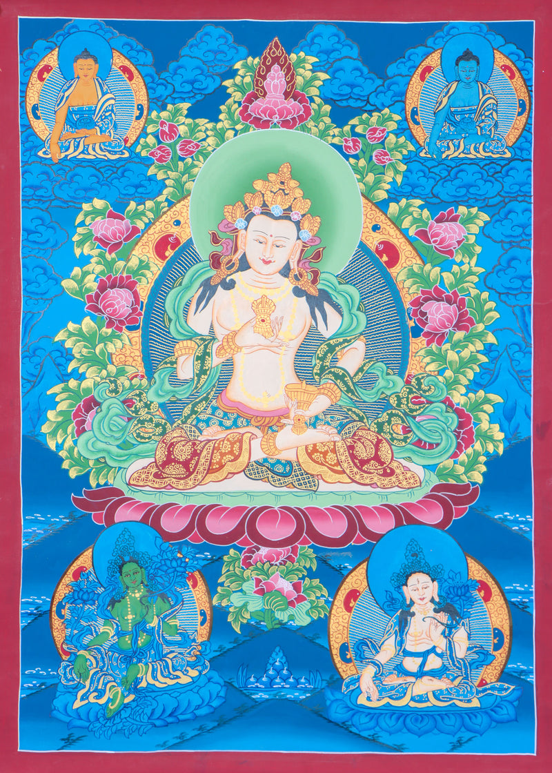 Bajrasattva Thangka for purifying negative karma, obscurations, and impure actions.