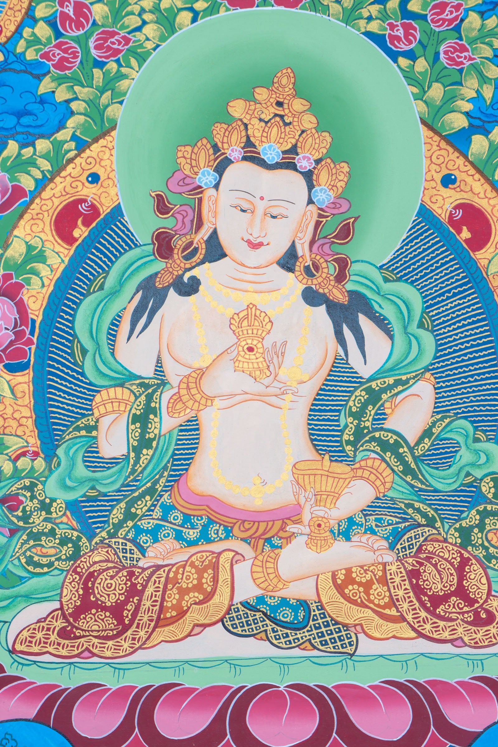 Bajrasattva Thangka for purifying negative karma, obscurations, and impure actions.