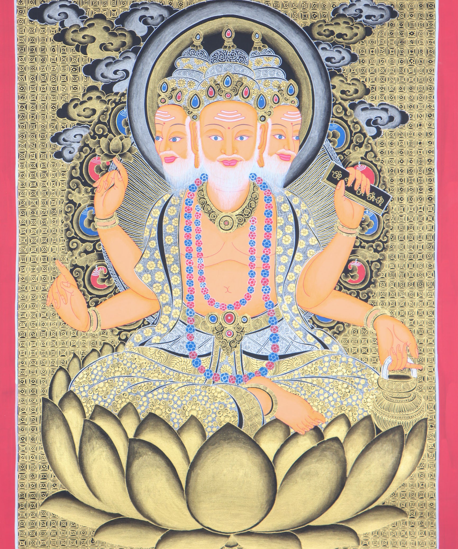 Hindu deity Brahma - The God of creation Thangka painting
