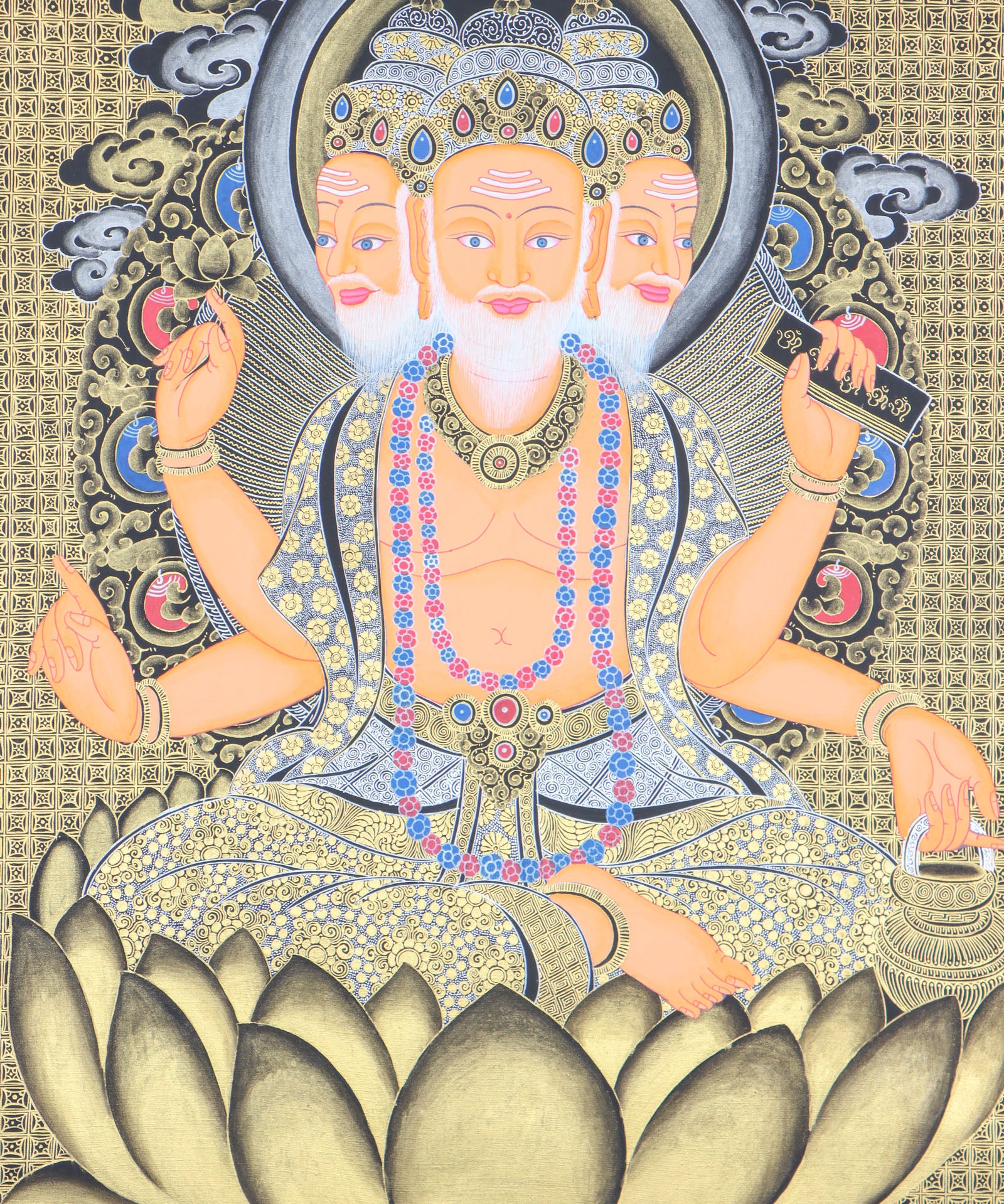 Hindu deity Brahma - The God of creation Thangka painting