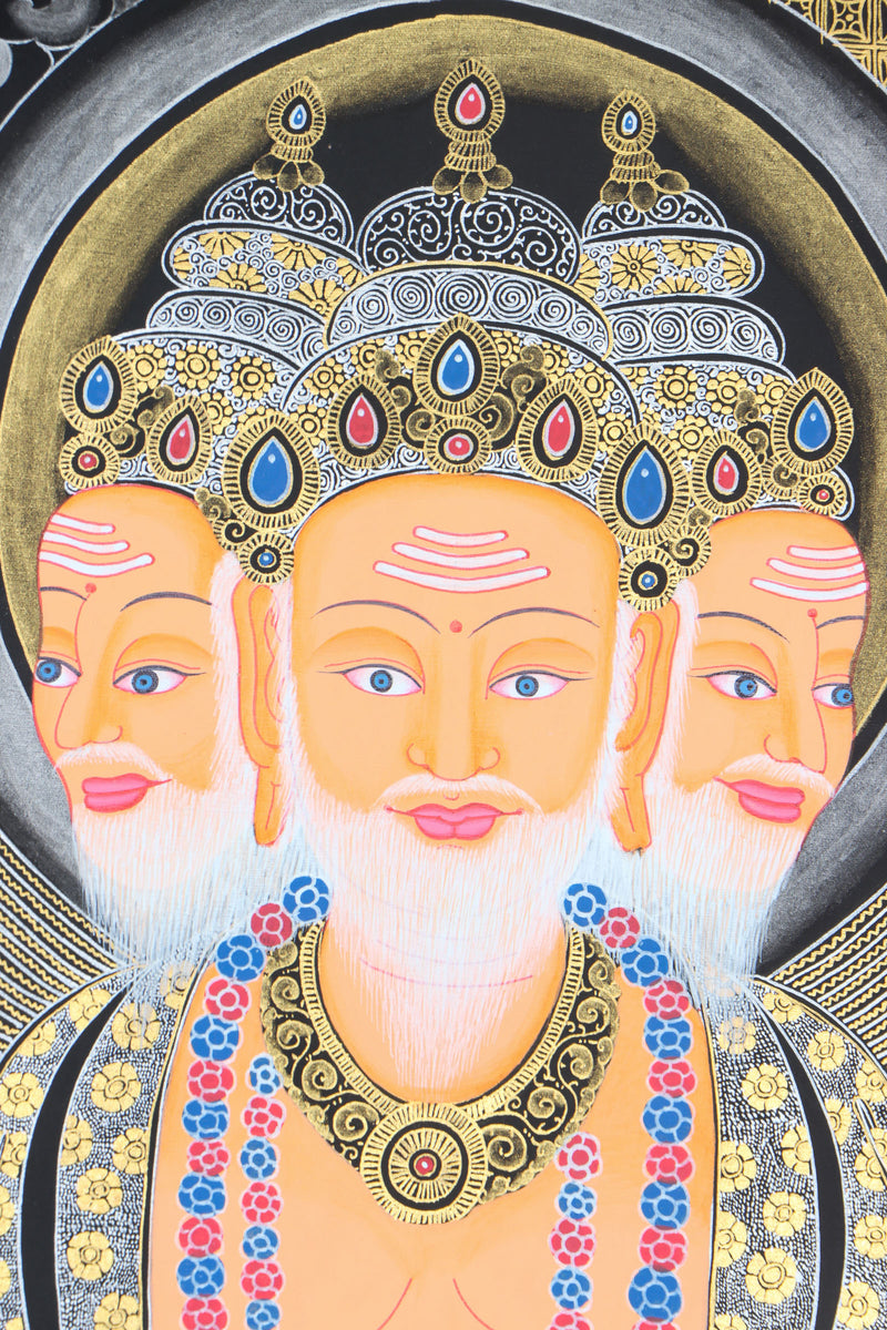 Hindu deity Brahma - The God of creation Thangka painting