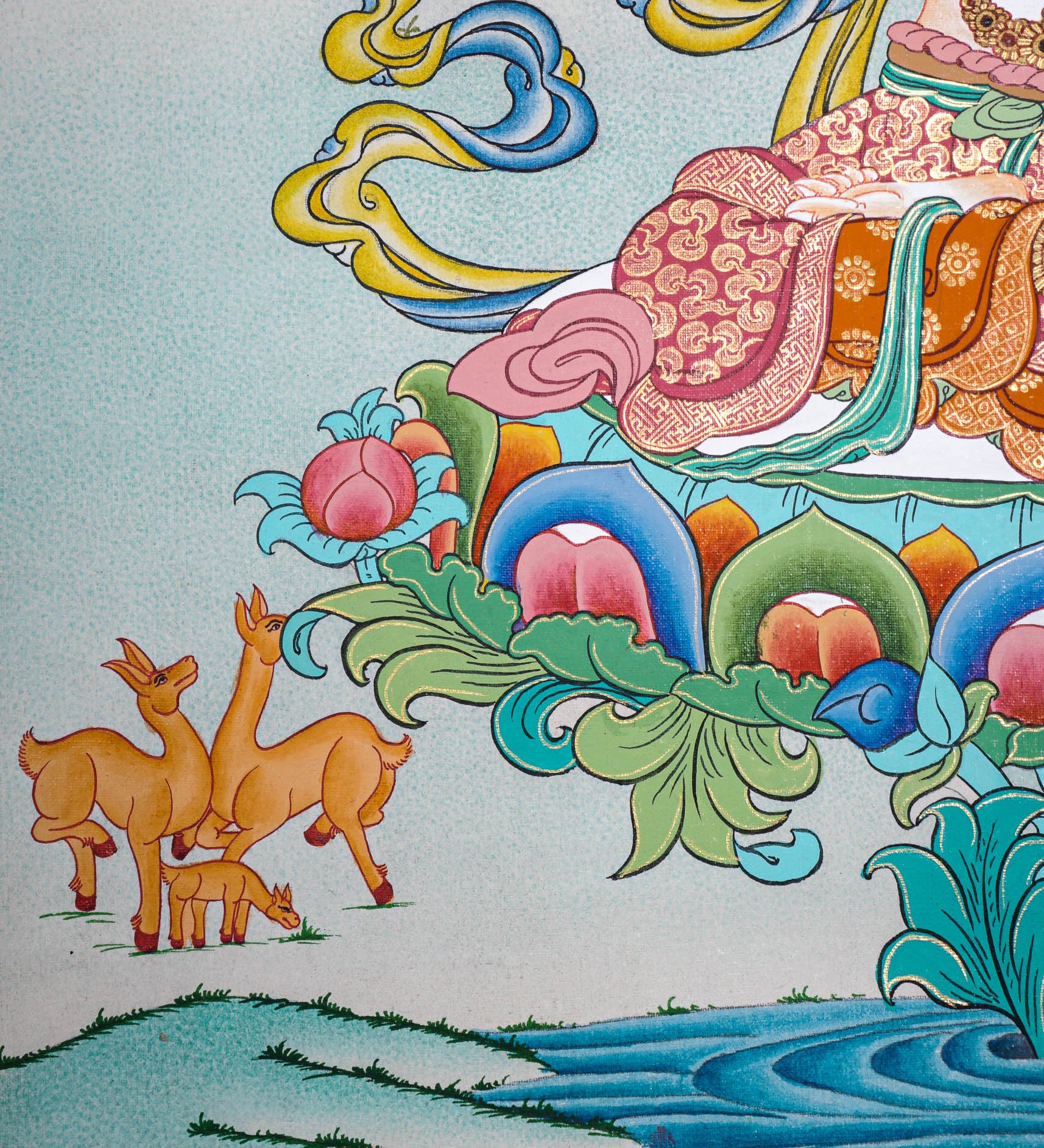 Chengresi Thangka painting on canvas - Himalayas Shop
