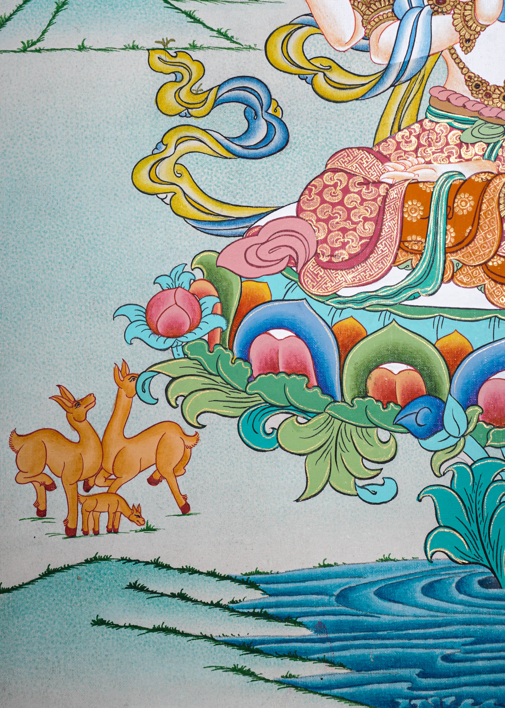 Chengresi Thangka painting on canvas - Himalayas Shop