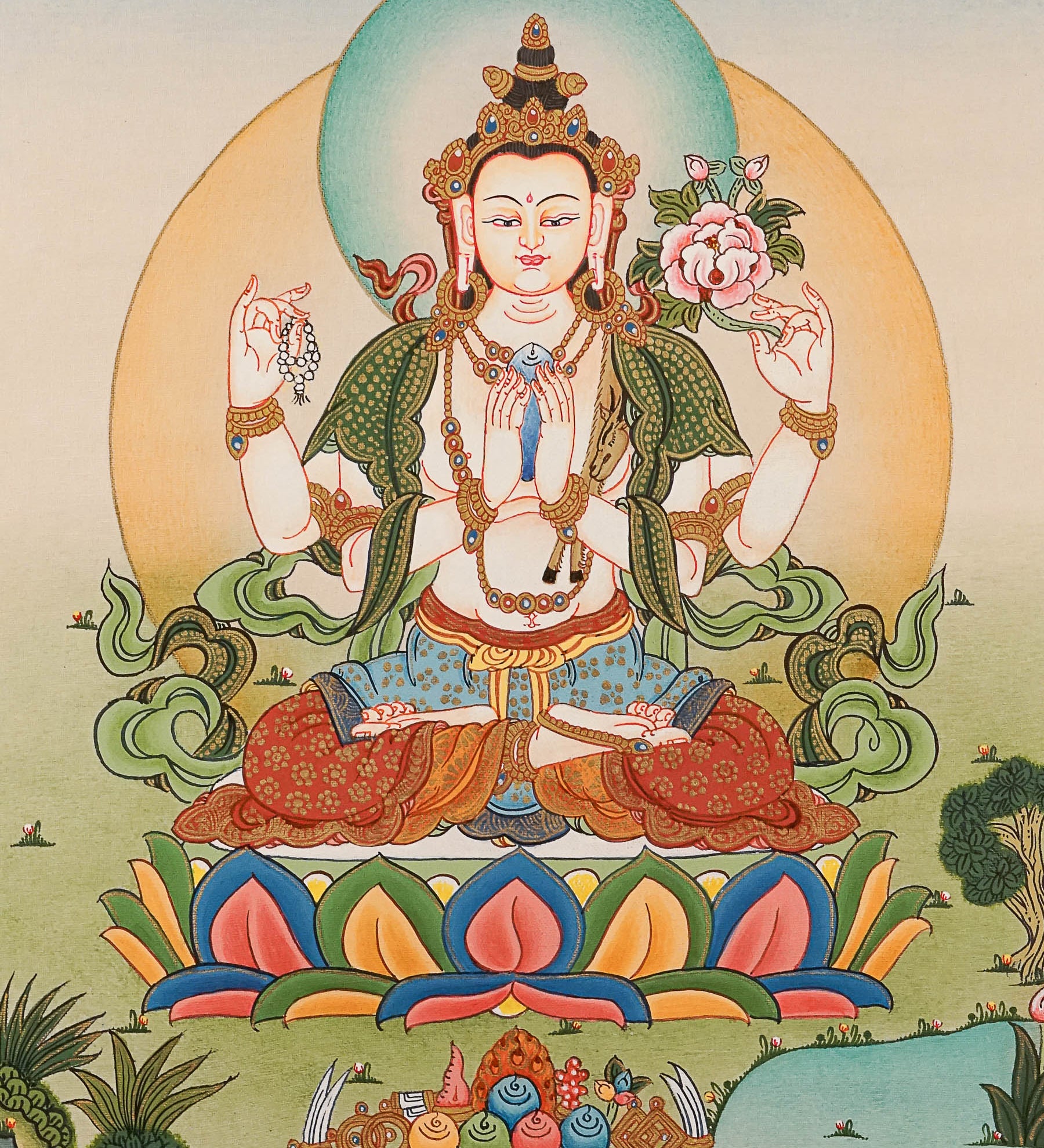 Chengresi Thangka Painting - Handpainted Tibetan Art