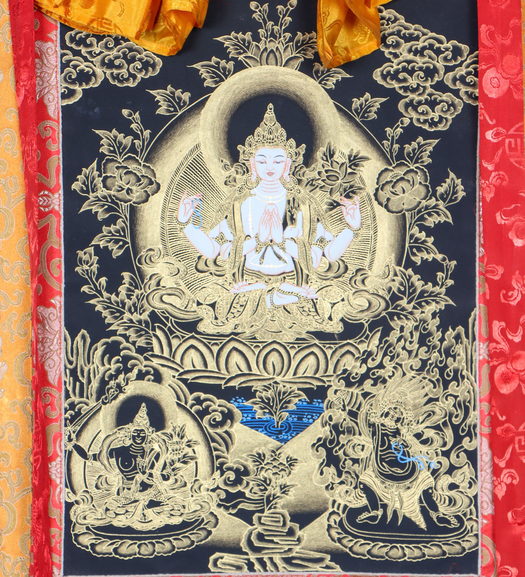 Chengresi Brocade Thangka Painting for wisdom and compassion.