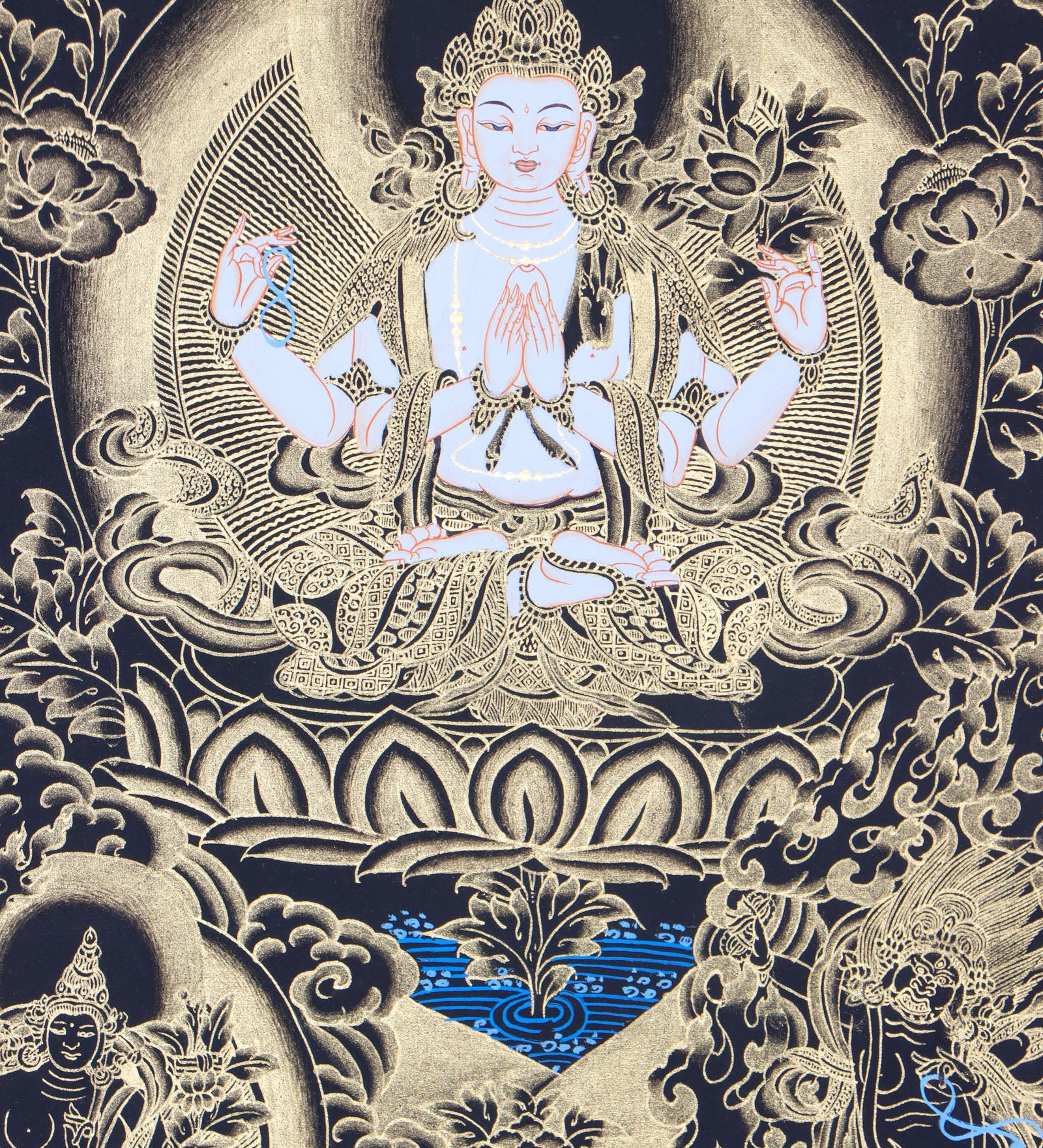 Chengresi Brocade Thangka Painting for wisdom and compassion.