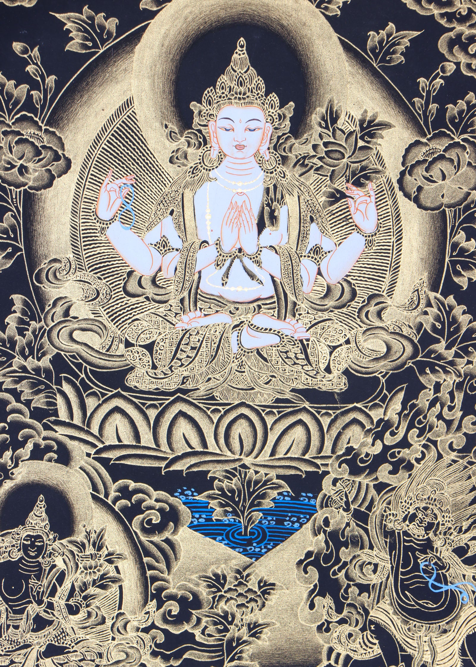 Chengresi Brocade Thangka Painting for wisdom and compassion.