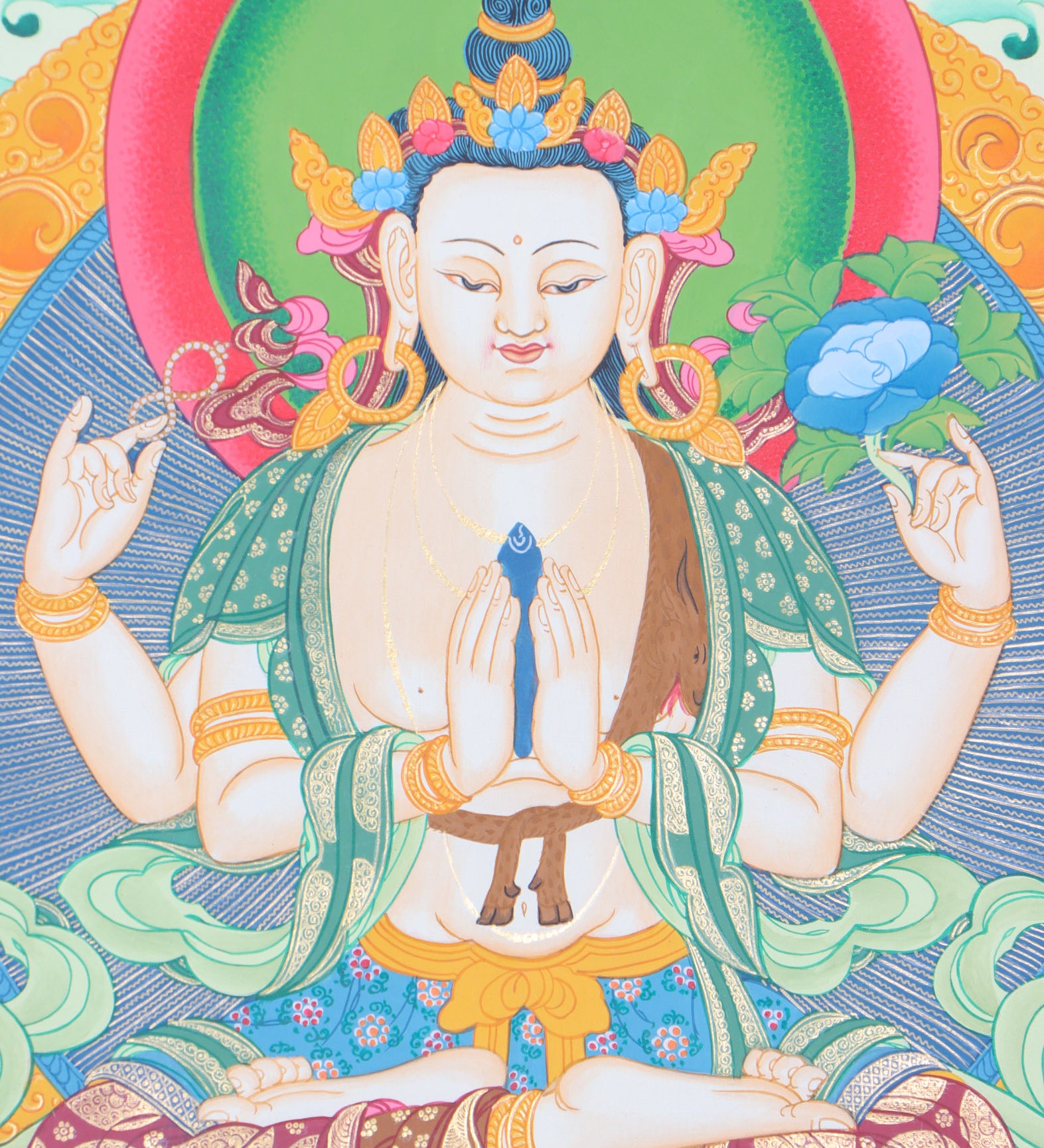 Chengresi Thangka Painting for wall decor.
